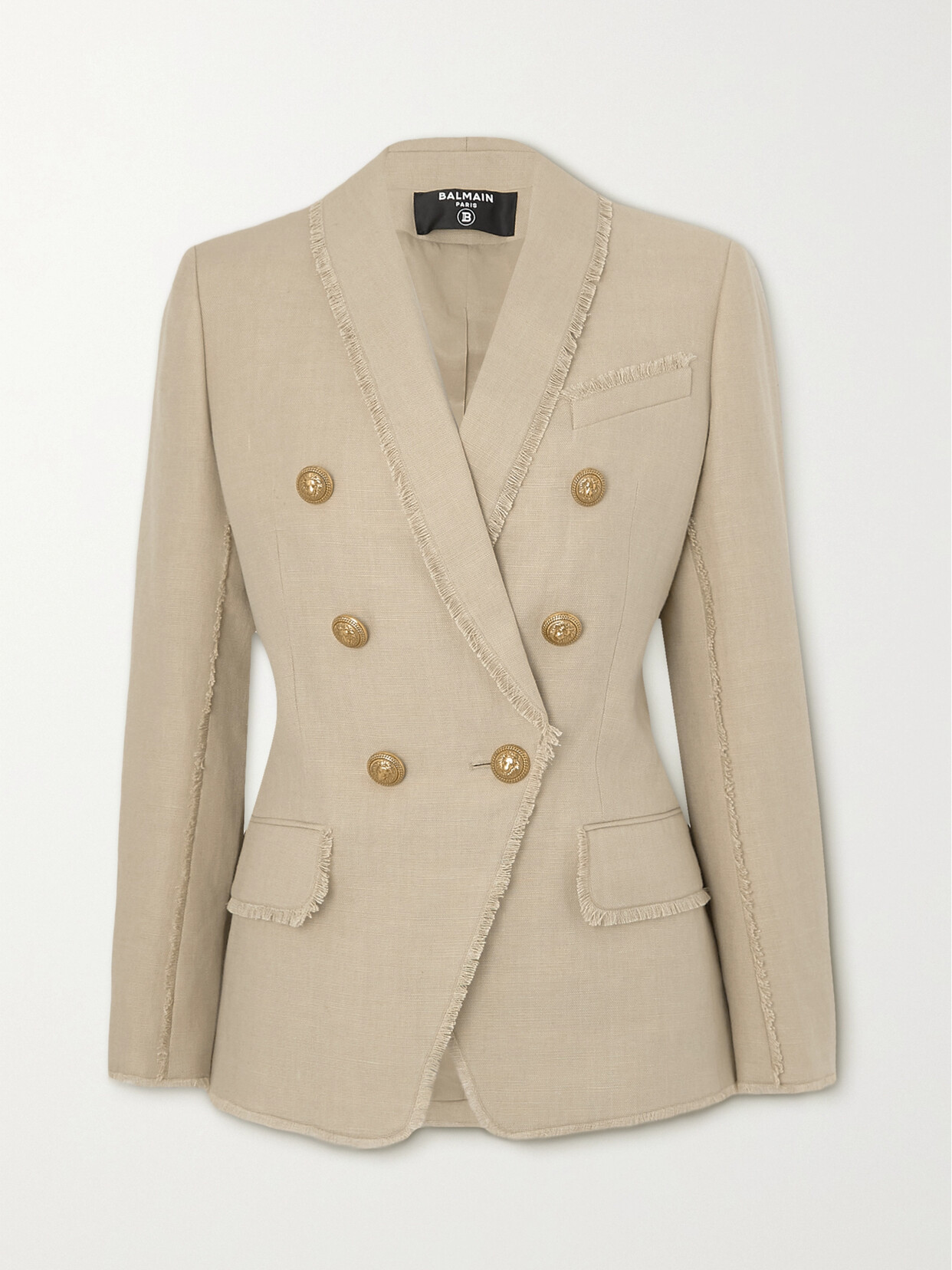 Balmain - Double-breasted Linen And Hemp-blend Blazer - Neutrals