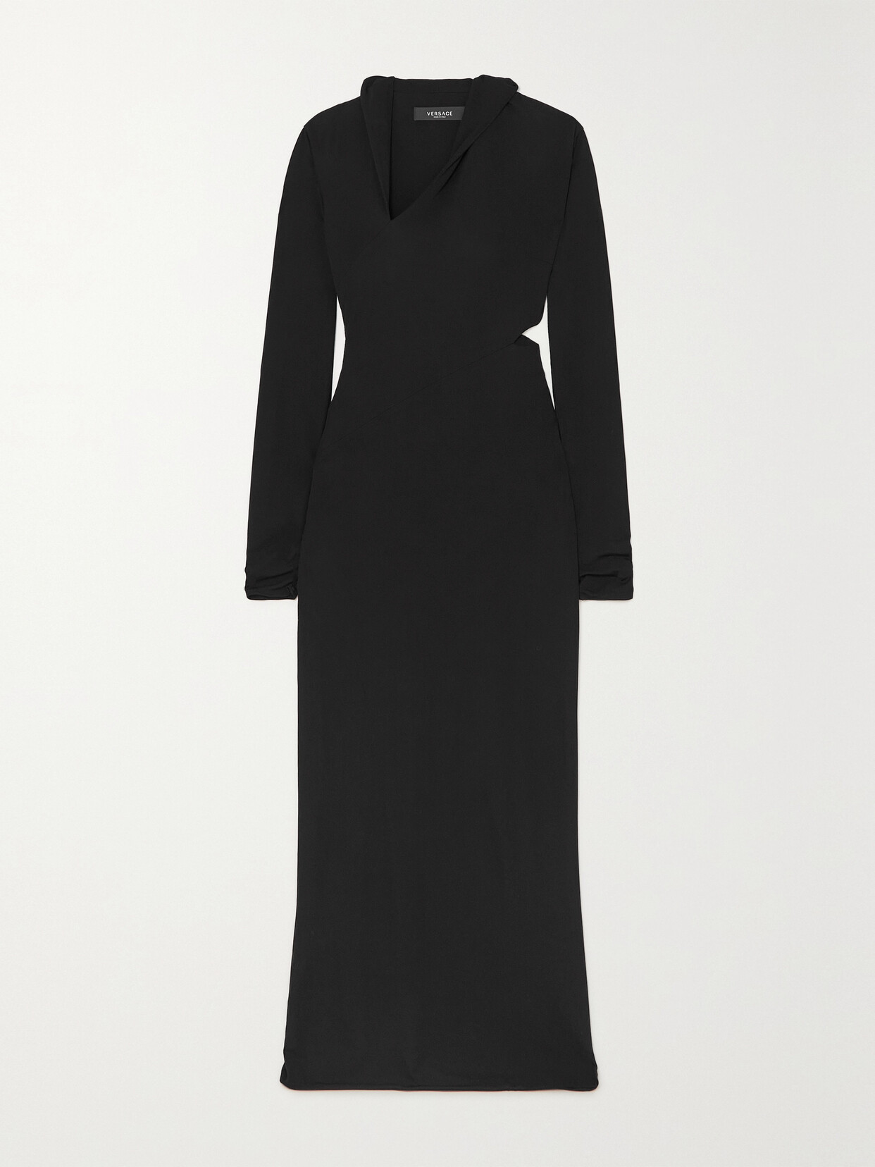 Versace - Cutout Hooded Stretch-jersey Maxi Dress - Black