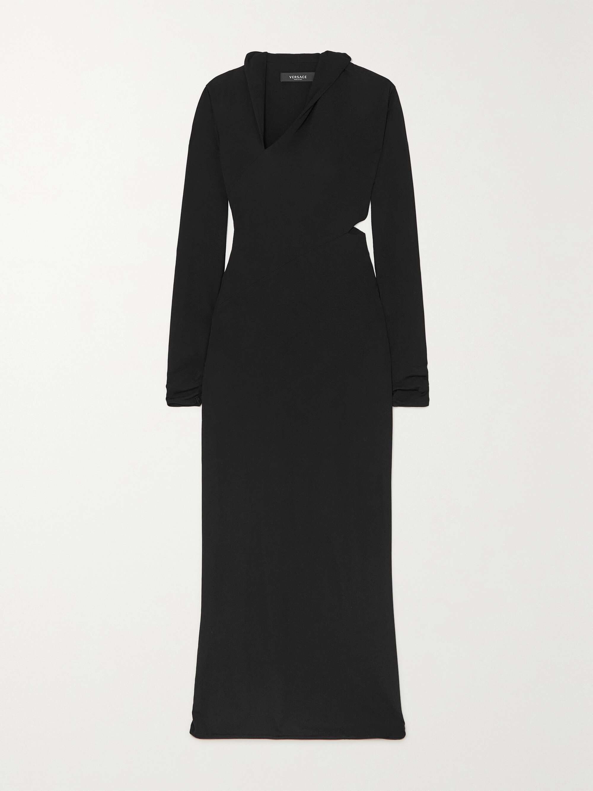 VERSACE Cutout hooded stretch-jersey maxi dress | NET-A-PORTER