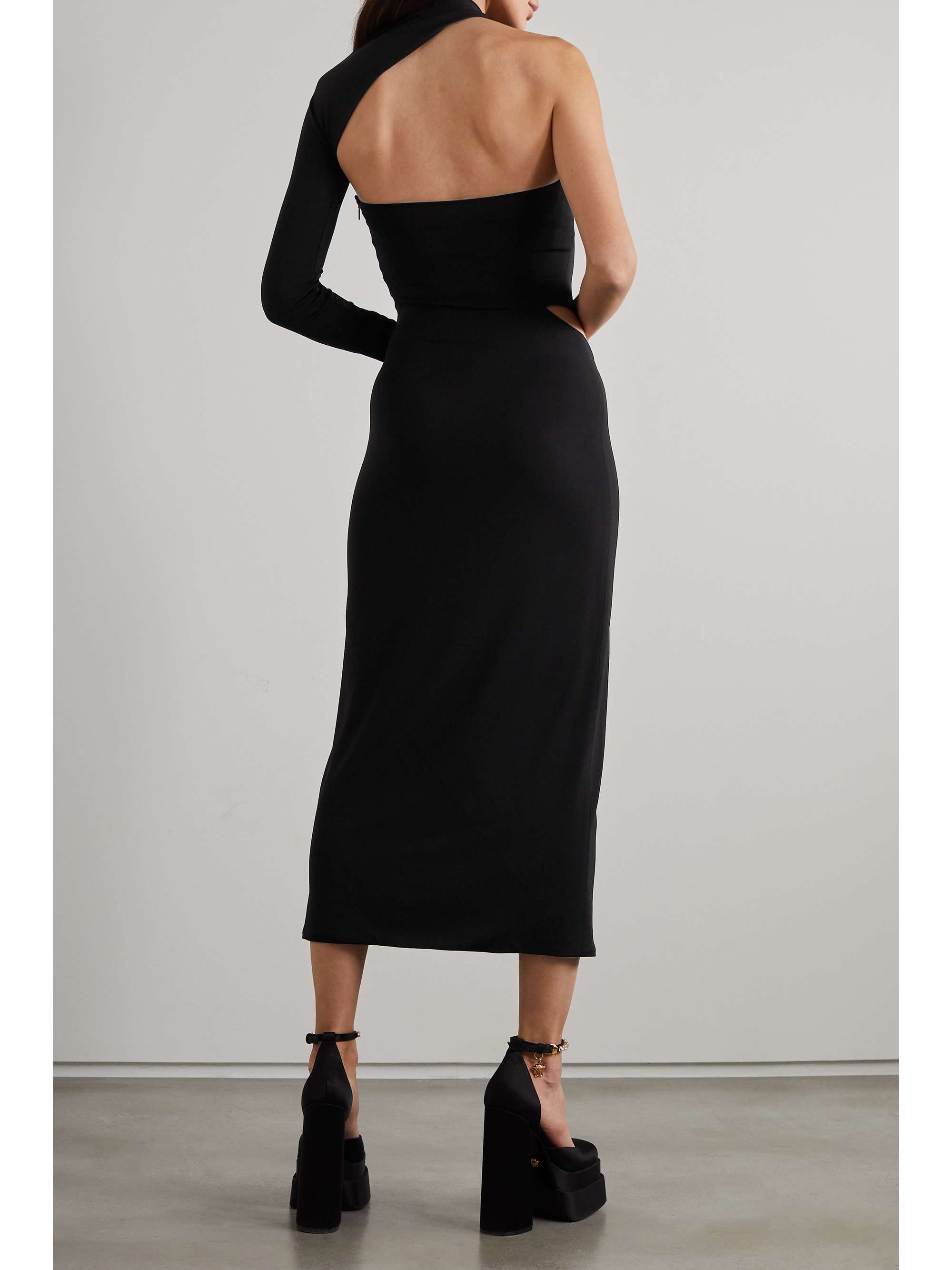 VERSACE Cutout one-shoulder stretch-jersey midi dress