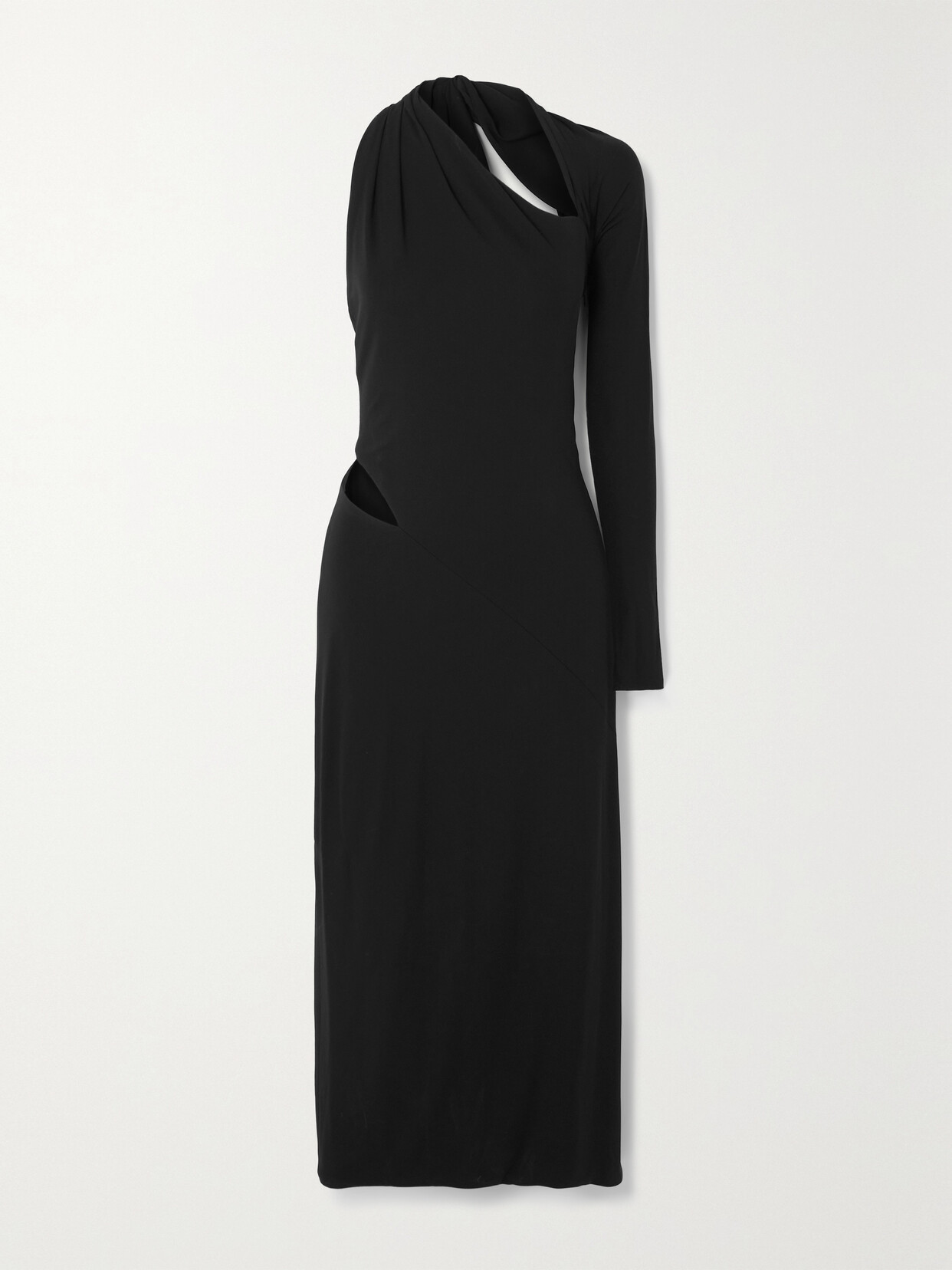 Versace - Cutout One-shoulder Stretch-jersey Midi Dress - Black