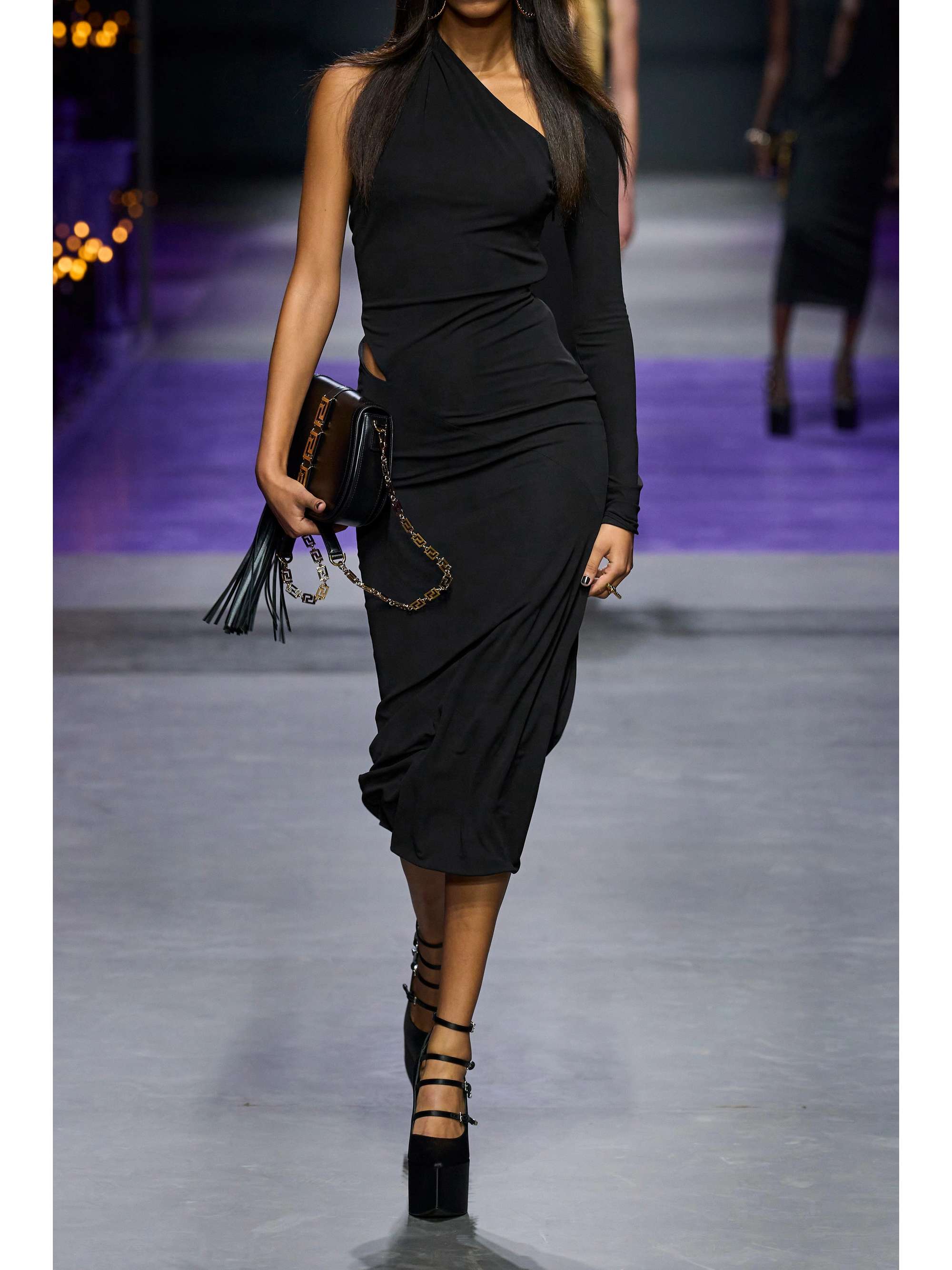 VERSACE Cutout one-shoulder stretch-jersey midi dress