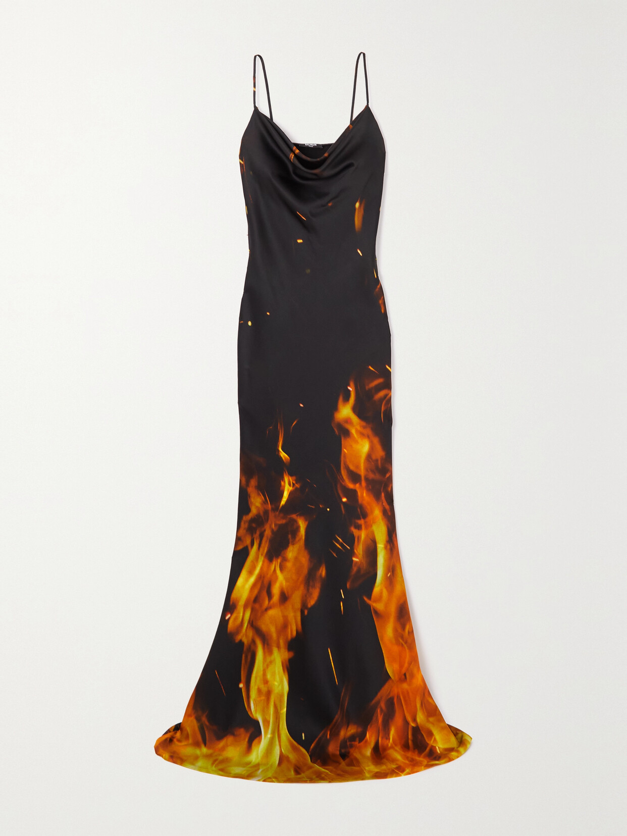 Balmain - Printed Satin Gown - Black