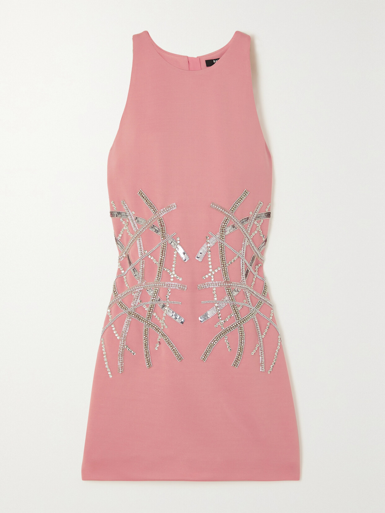 Balmain - Embellished Stretch-knit Mini Dress - Pink