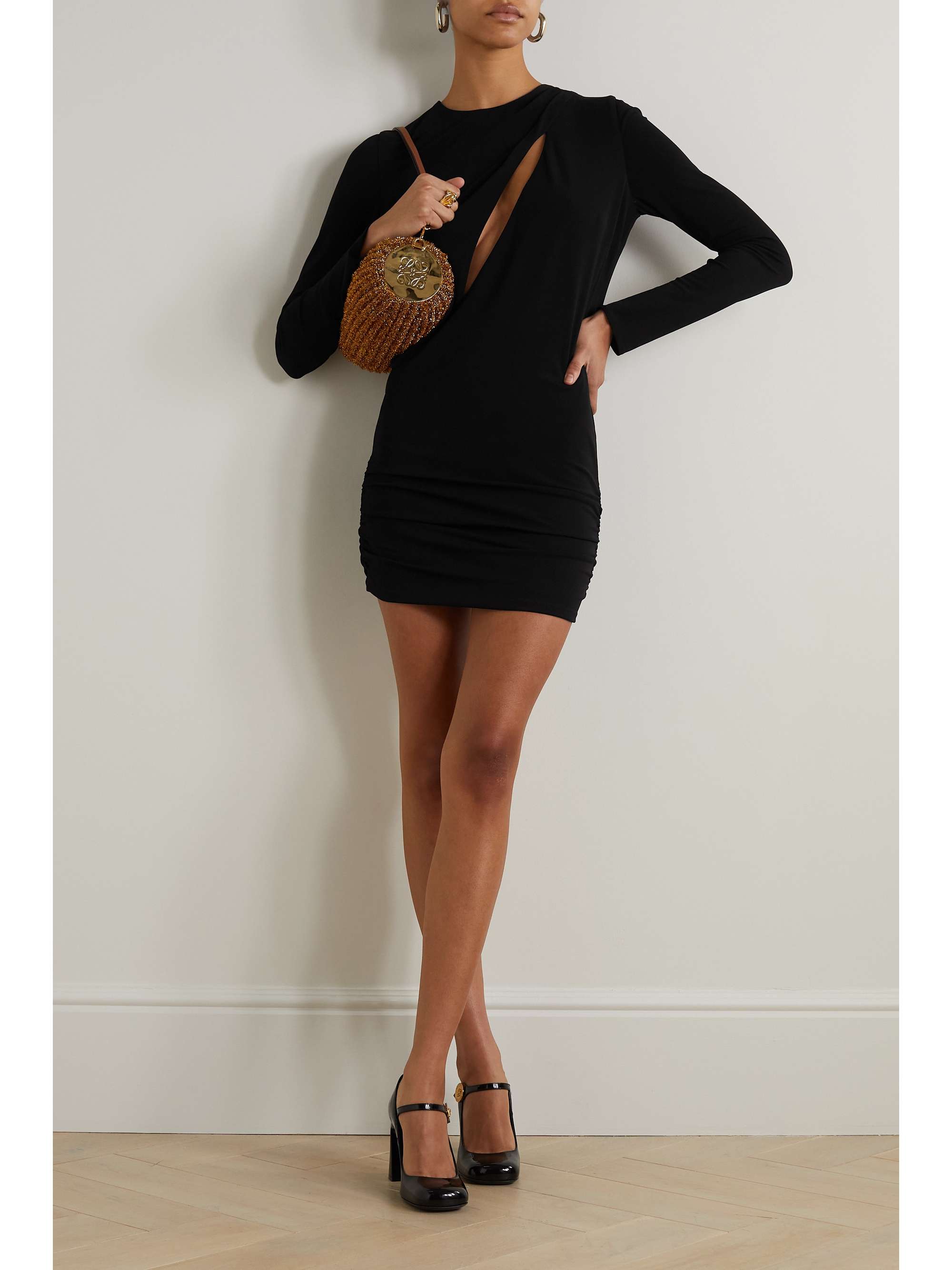 VERSACE Cutout stretch-jersey mini dress