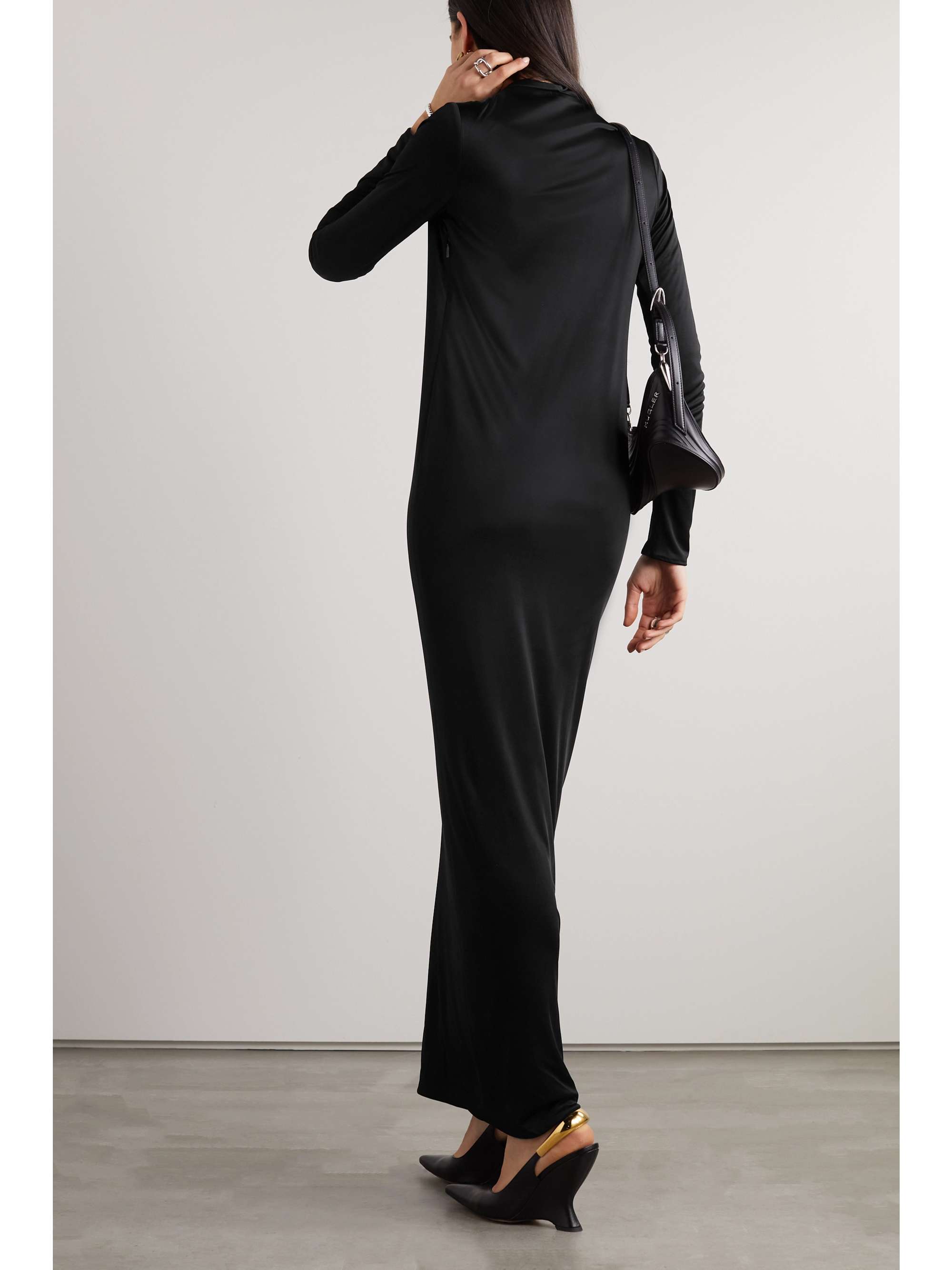 VERSACE Draped duchesse-satin maxi dress