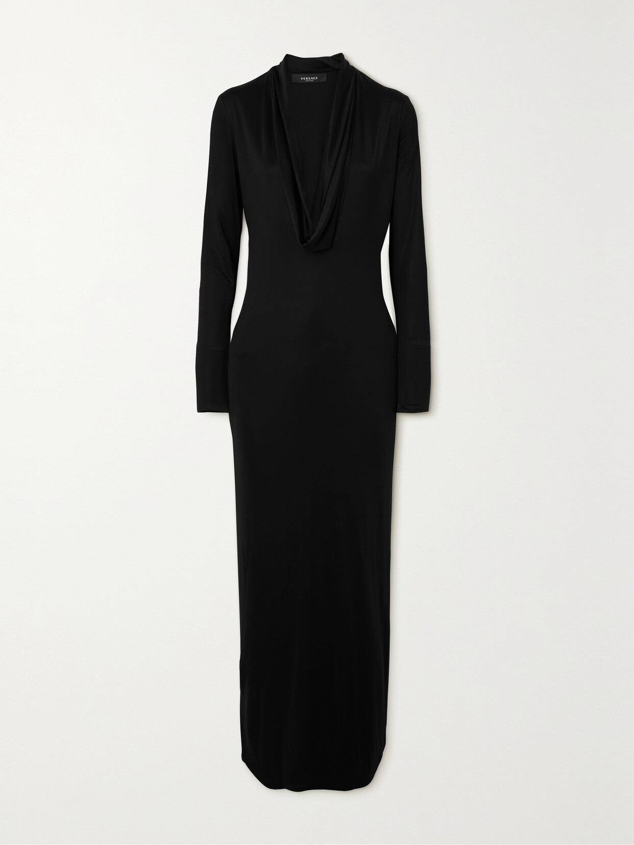 Versace - Draped Duchesse-satin Maxi Dress - Black