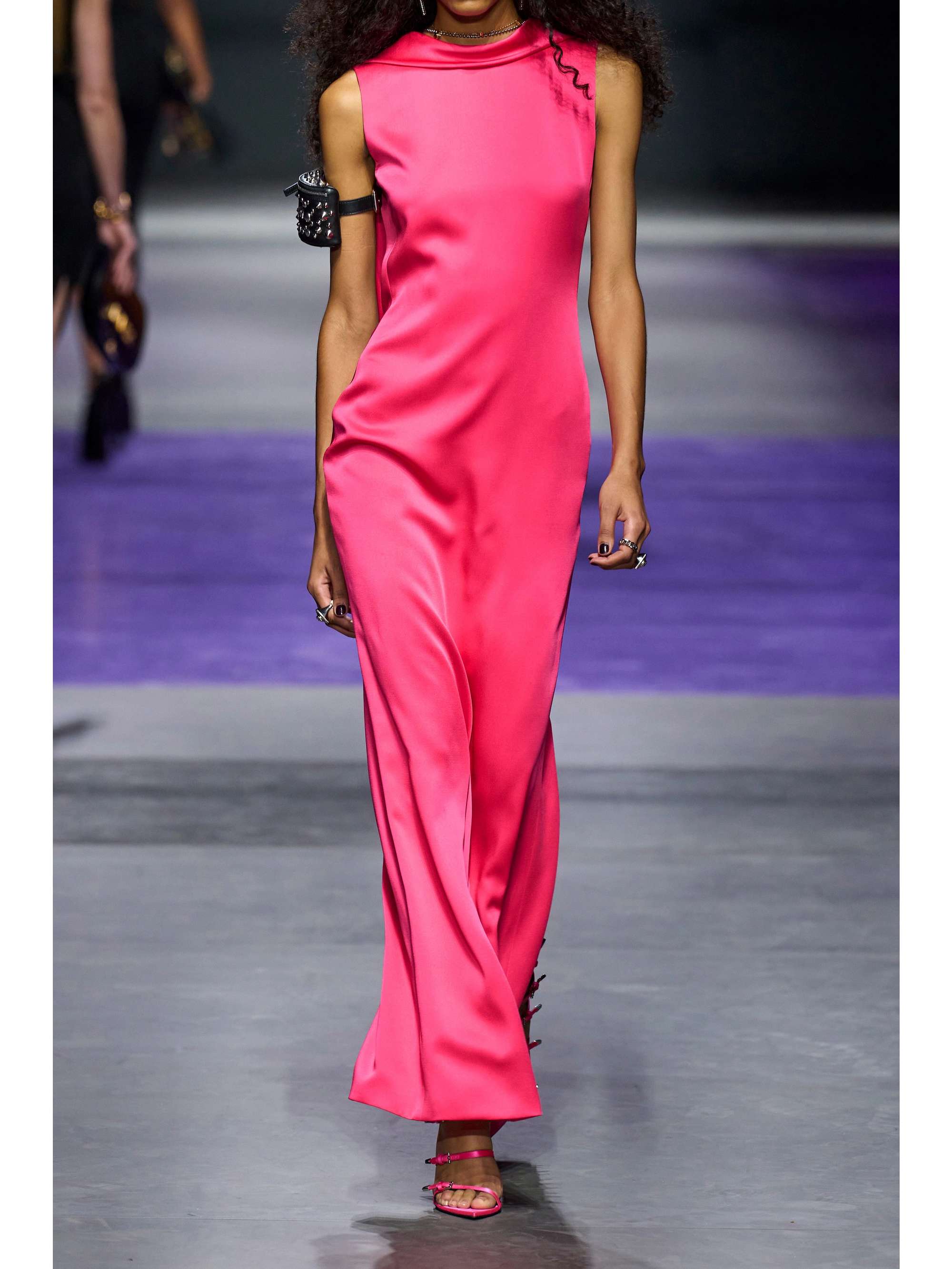 VERSACE Draped open-back satin maxi dress