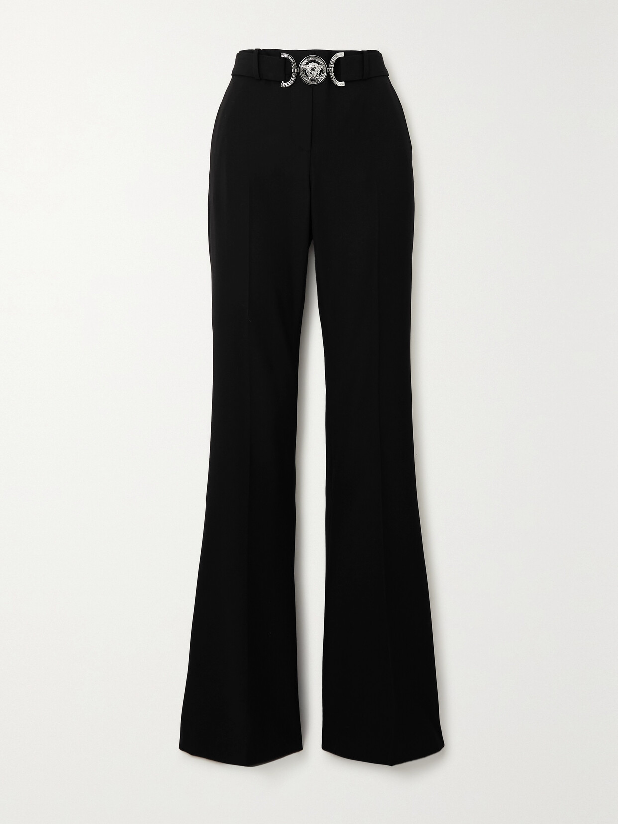 Versace - Belted Wool Flared Pants - Black