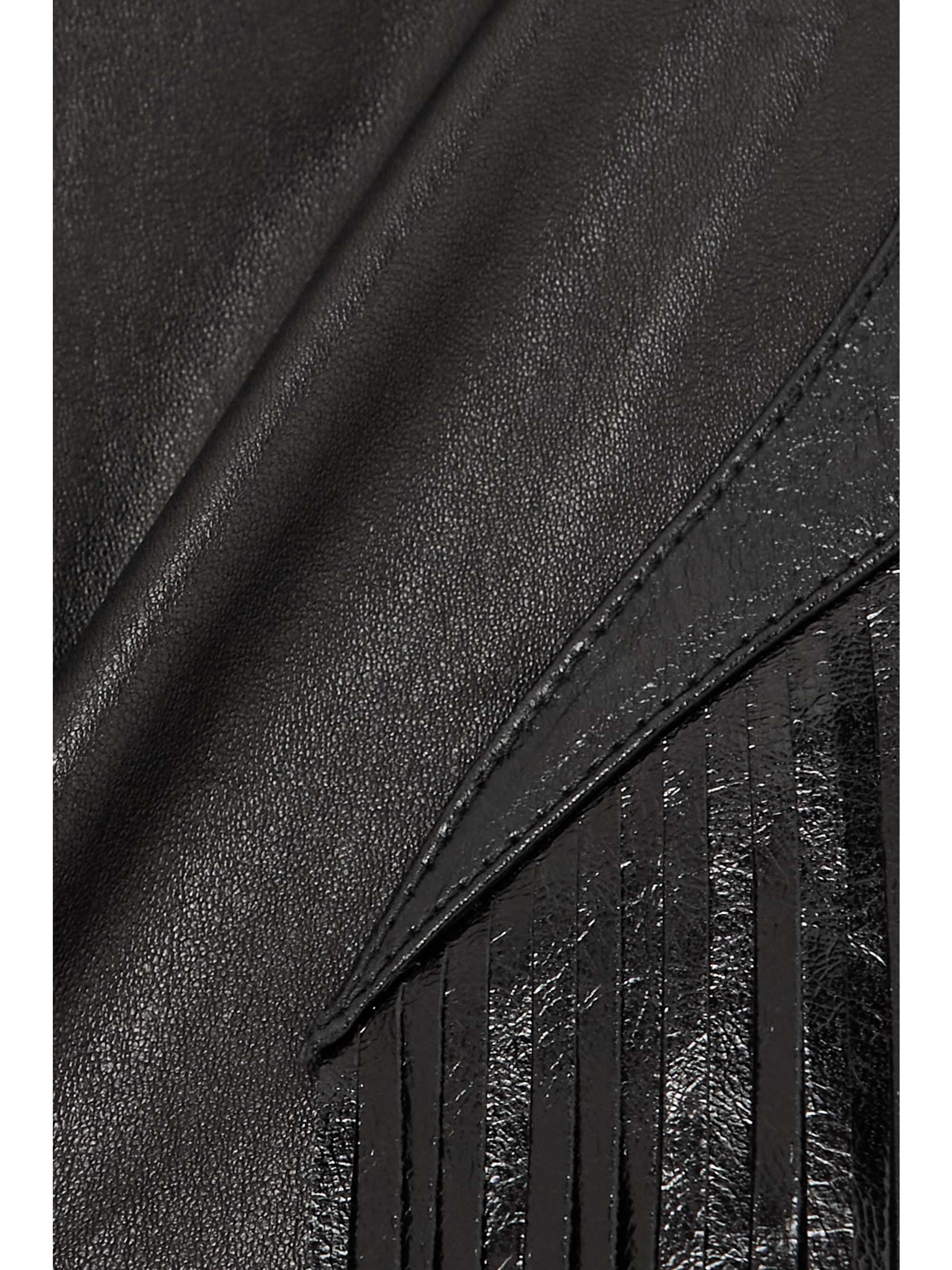 VERSACE Fringed belted leather slim-leg pants