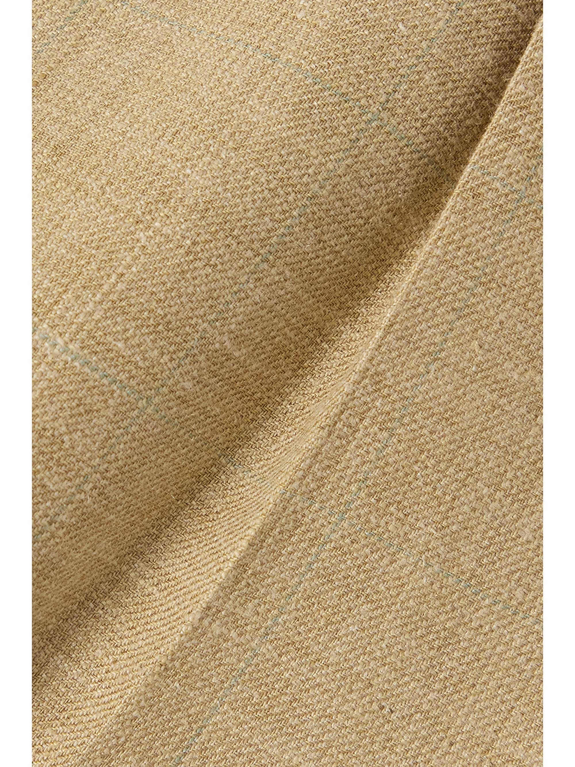 RALPH LAUREN COLLECTION Ainsworth pleated checked silk and linen-blend tweed shorts