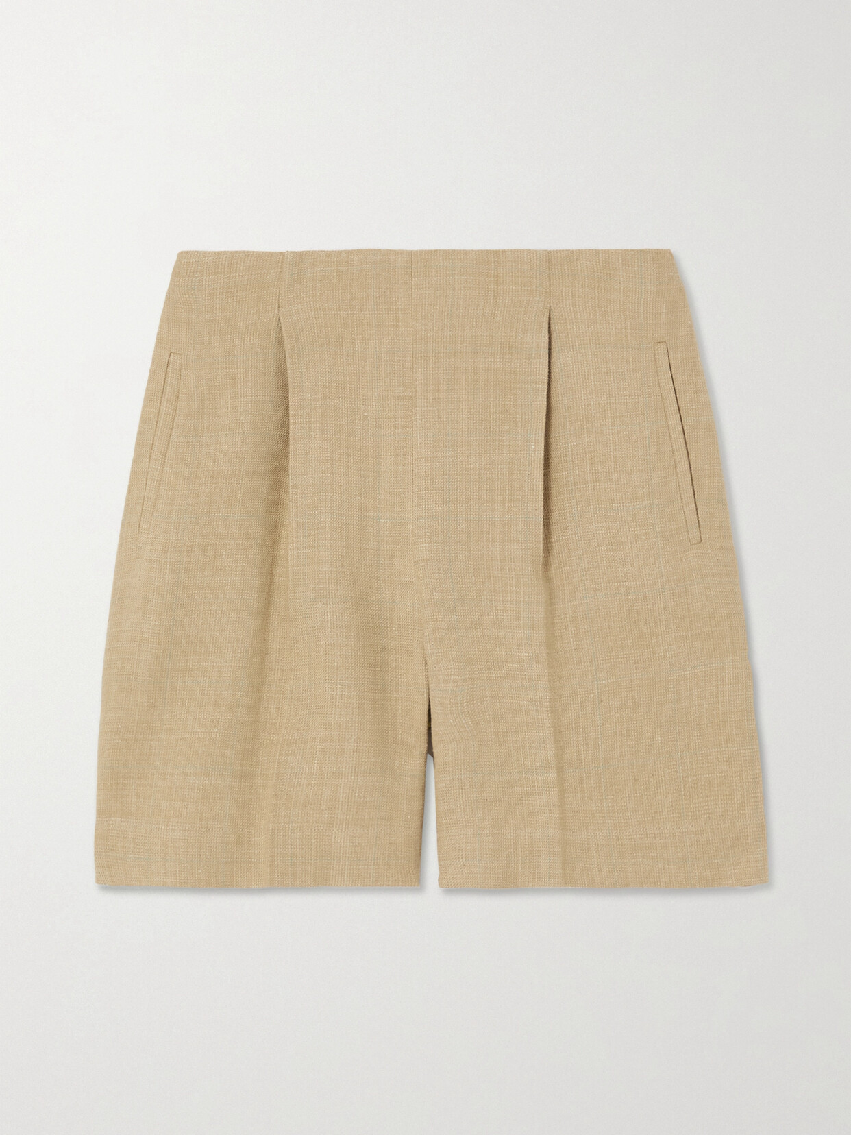 Ralph Lauren Collection - Ainsworth Pleated Checked Silk And Linen-blend Tweed Shorts - Neutrals