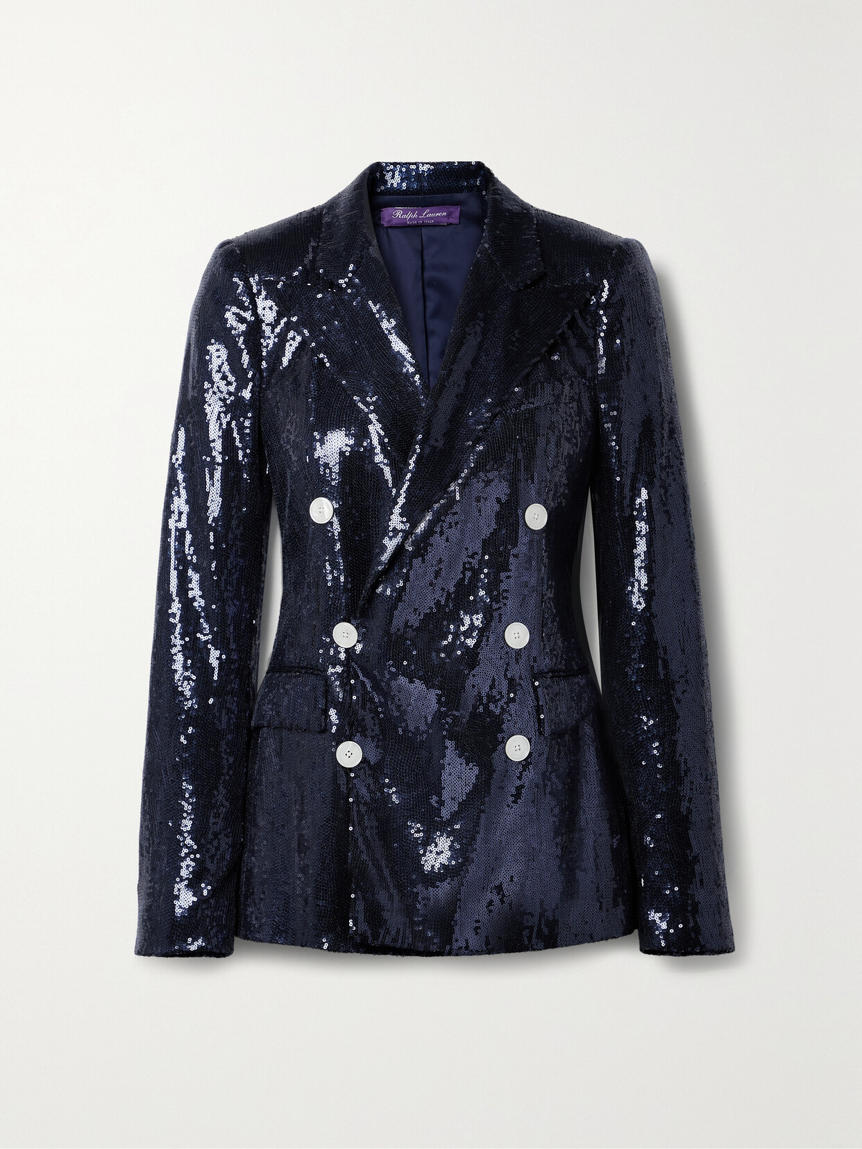 Ralph Lauren Collection - Camden Double-breasted Sequined Tulle Blazer - Blue