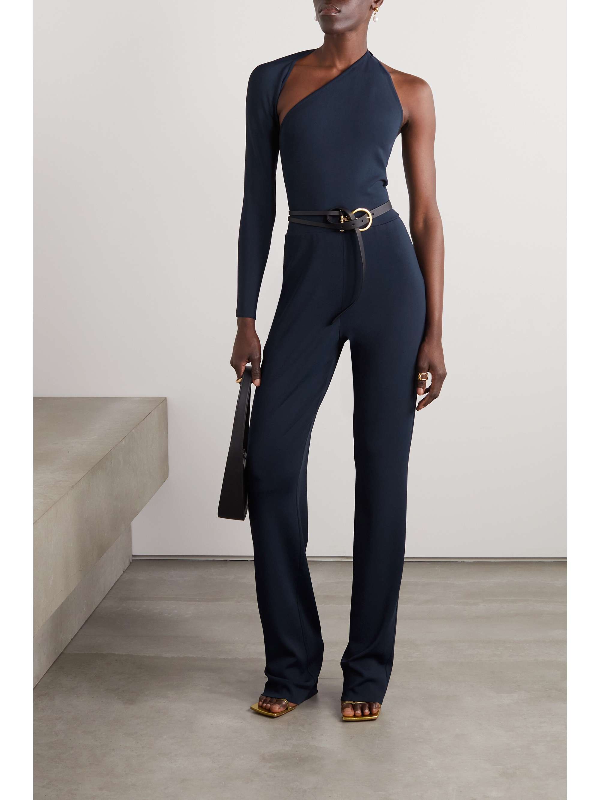 RALPH LAUREN COLLECTION One-sleeve stretch-jersey jumpsuit