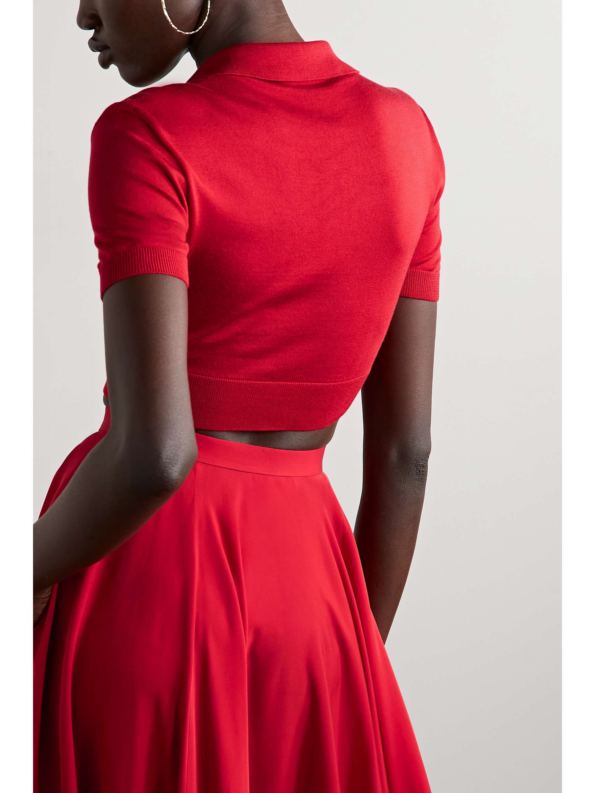 RALPH LAUREN COLLECTION Cropped silk polo shirt