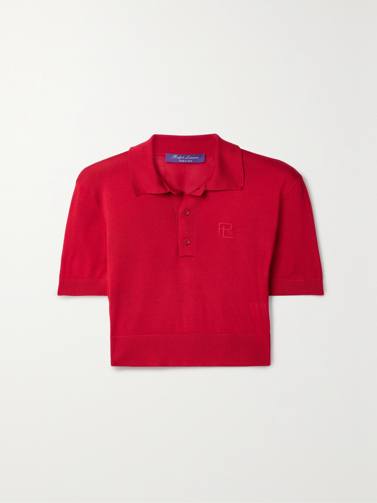 Ralph Lauren Collection - Cropped Silk Polo Shirt - Red