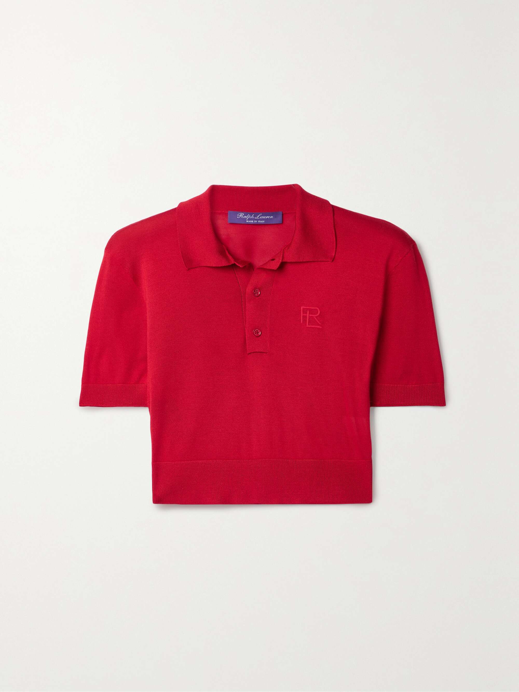 RALPH LAUREN COLLECTION Cropped silk polo shirt | NET-A-PORTER