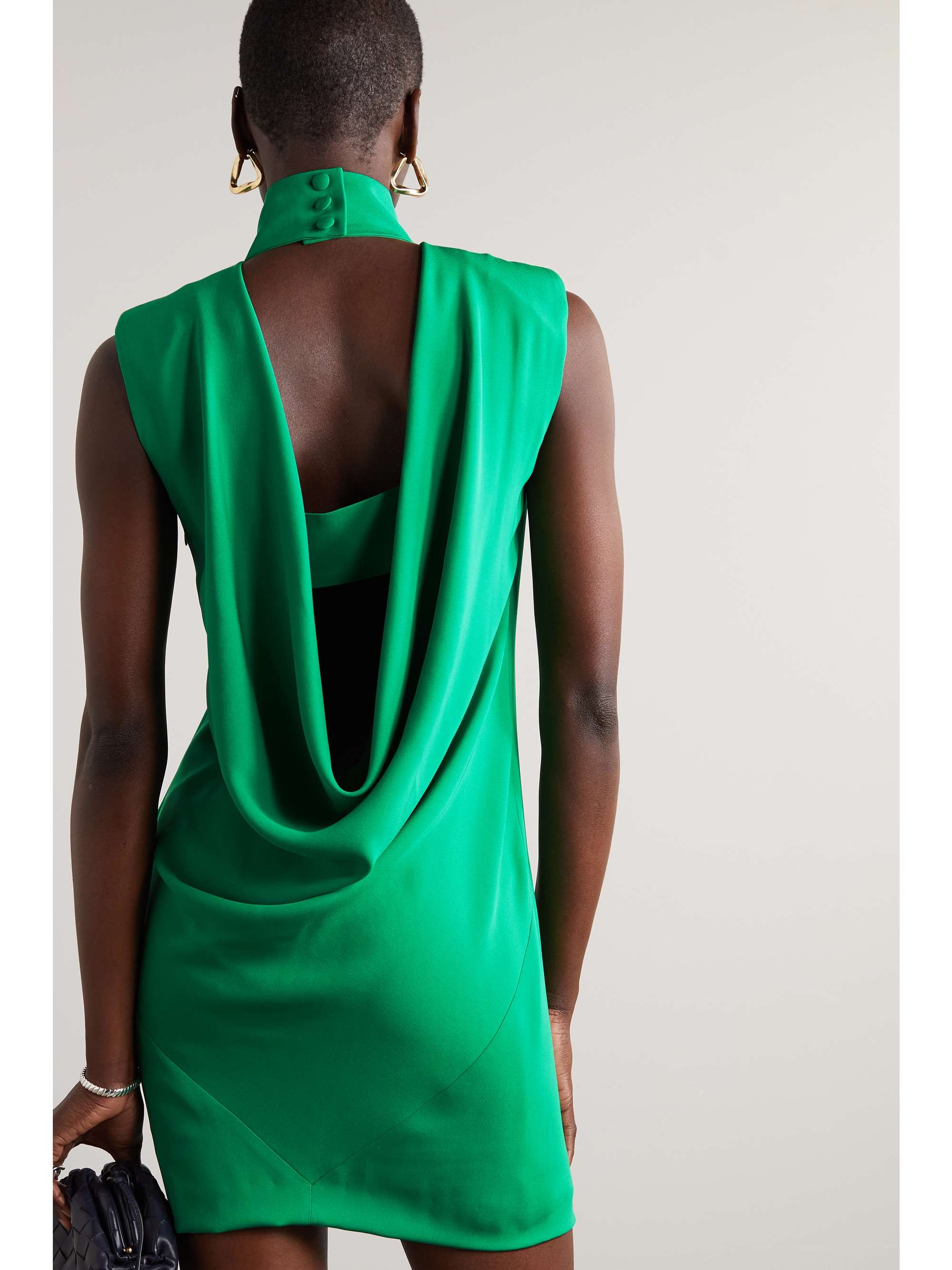 AKRIS Draped open-back silk-crepe mini dress