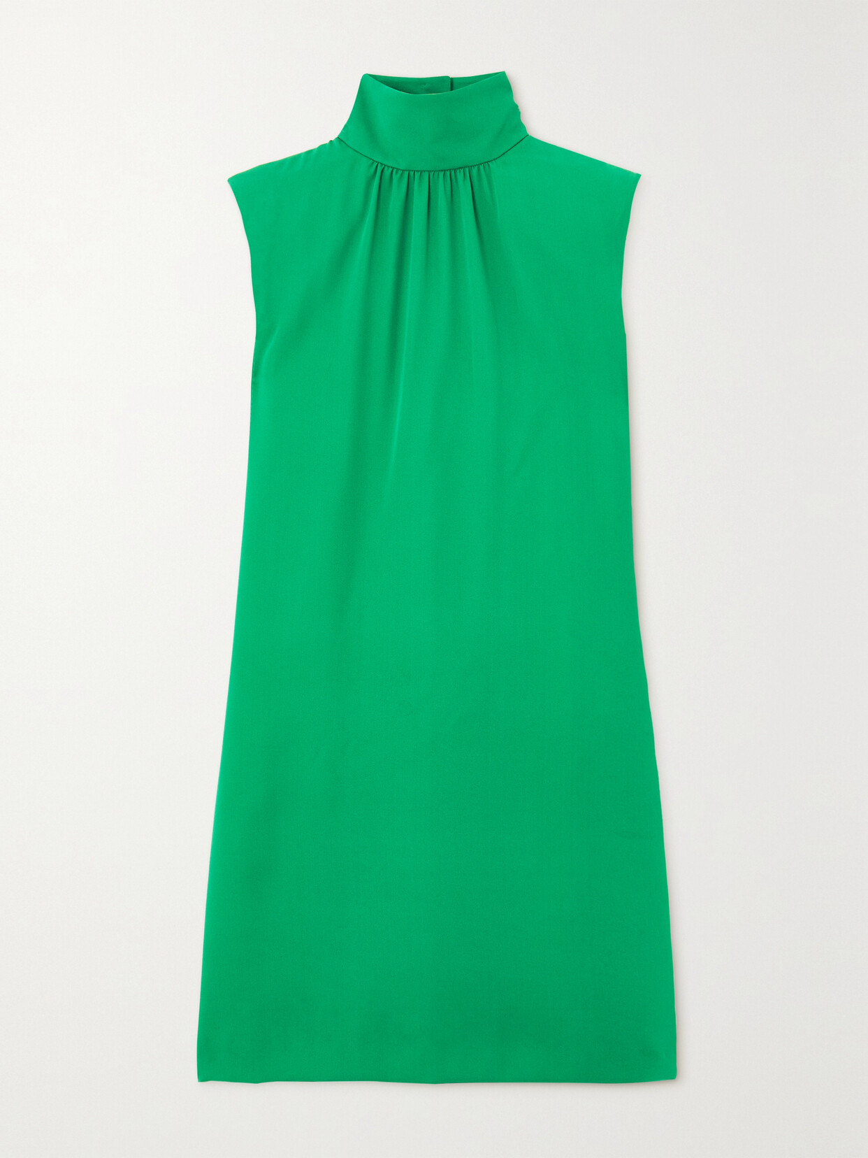 Akris Dropped Shoulder Cape Silk Mini Dress In Leaf