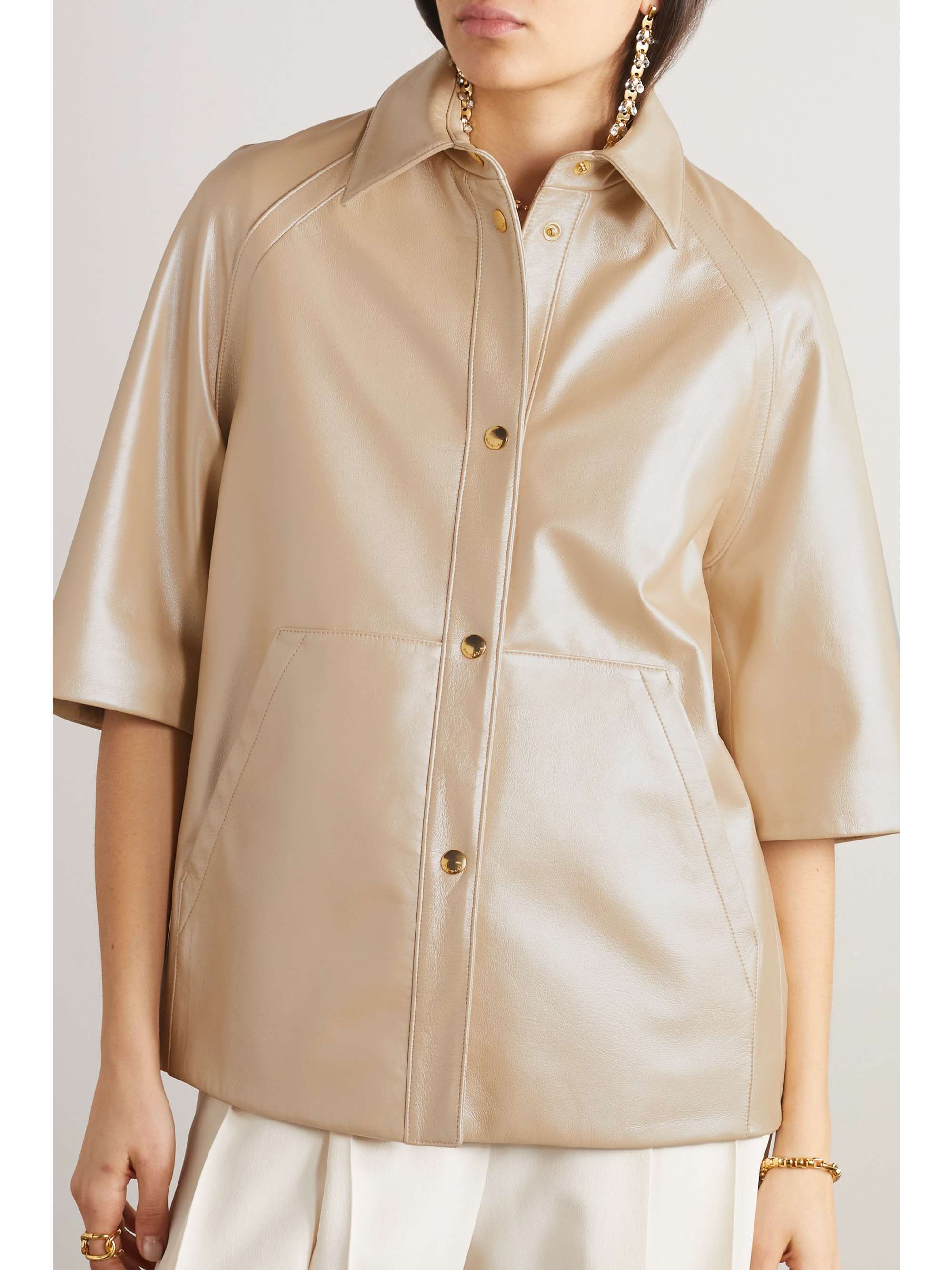 AKRIS Gina iridescent leather jacket