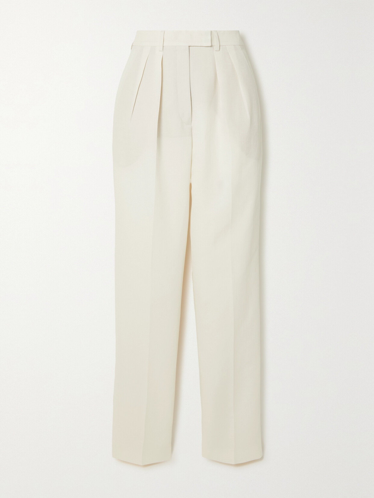 Akris - Fidelia Pleated Cotton And Linen-blend Tapered Pants - Off-white