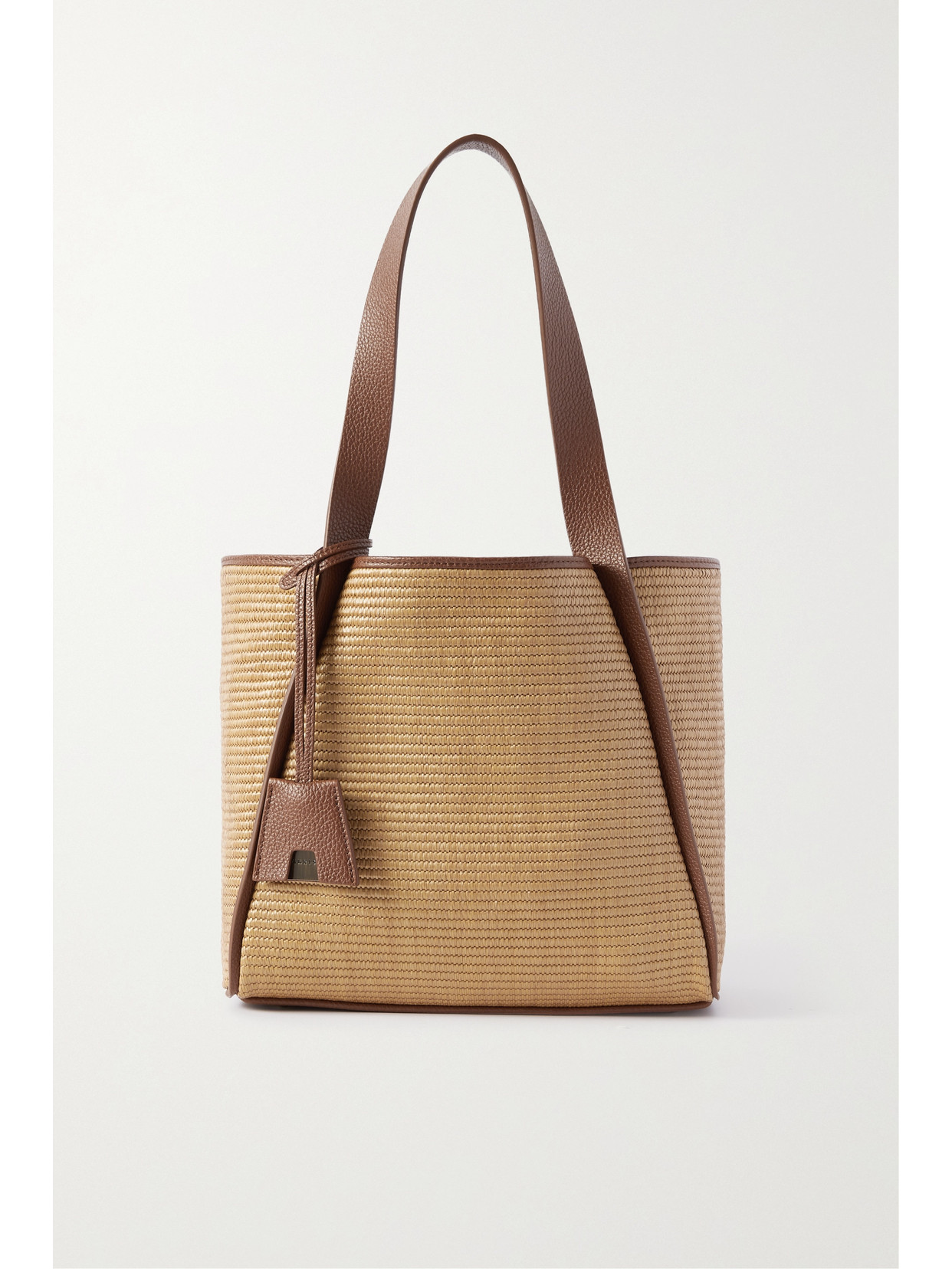 Akris - Alex Small Leather-trimmed Raffia Tote - Brown