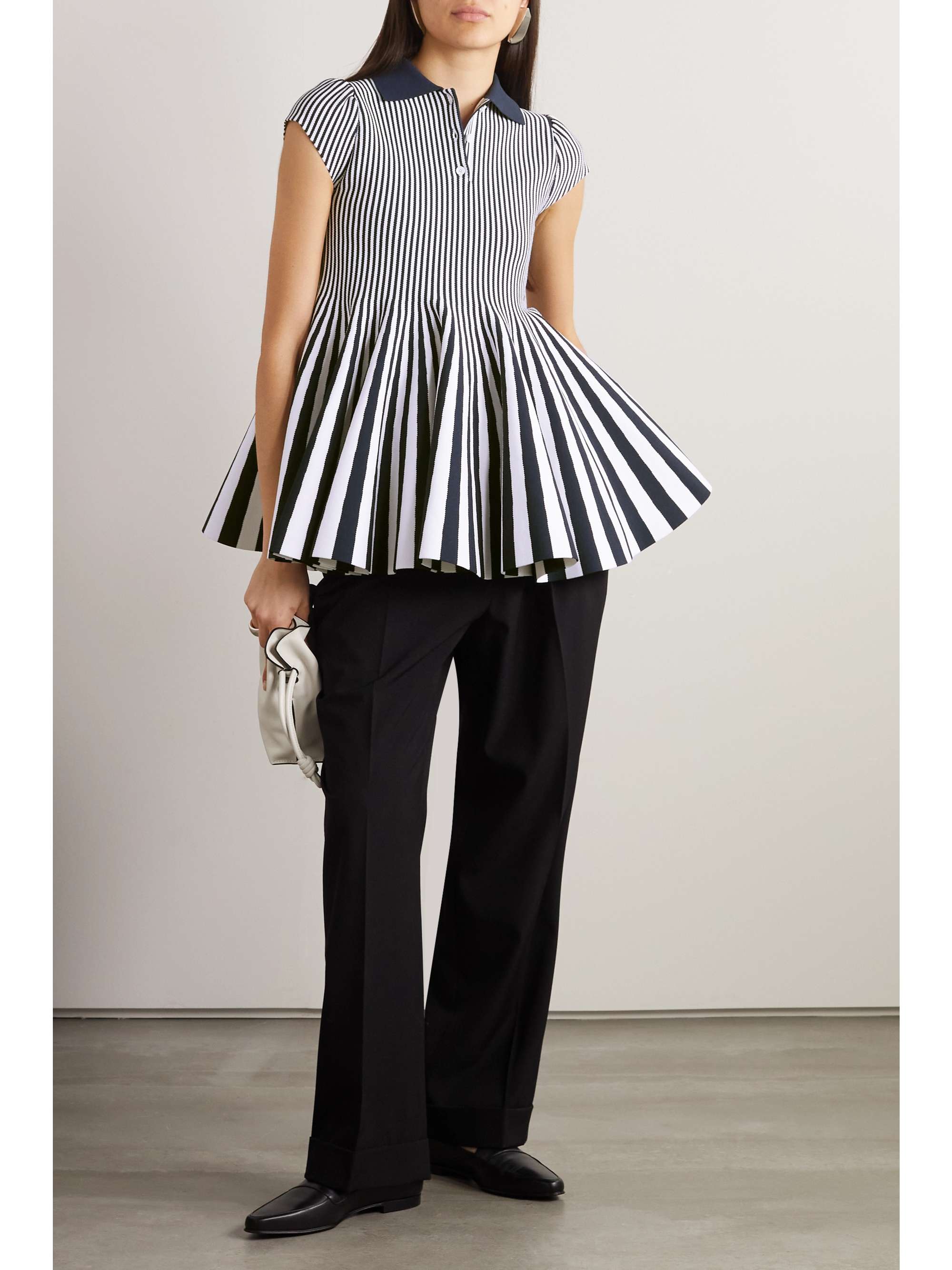 LOEWE Striped stretch-knit mini dress