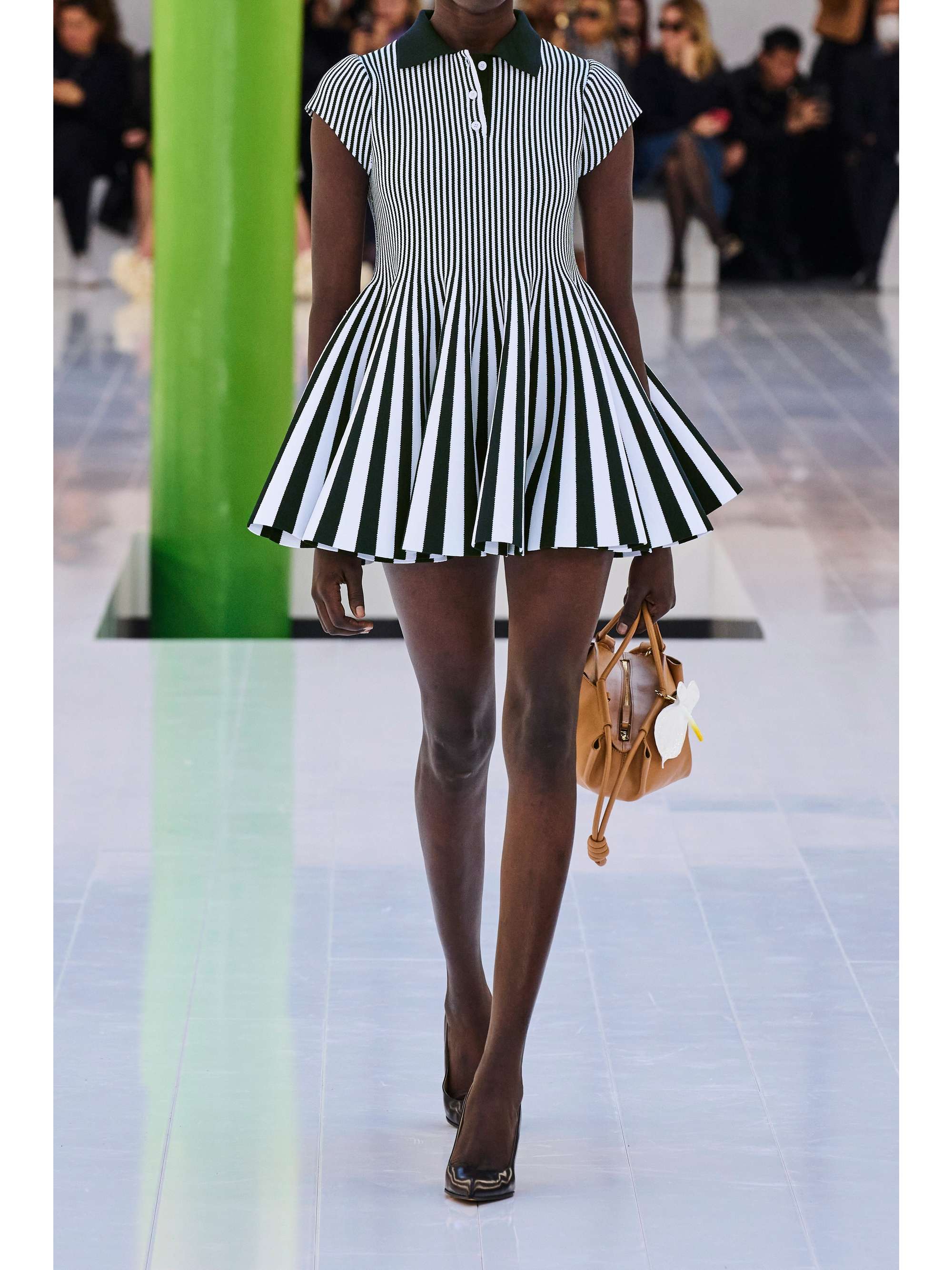 LOEWE Striped stretch-knit mini dress