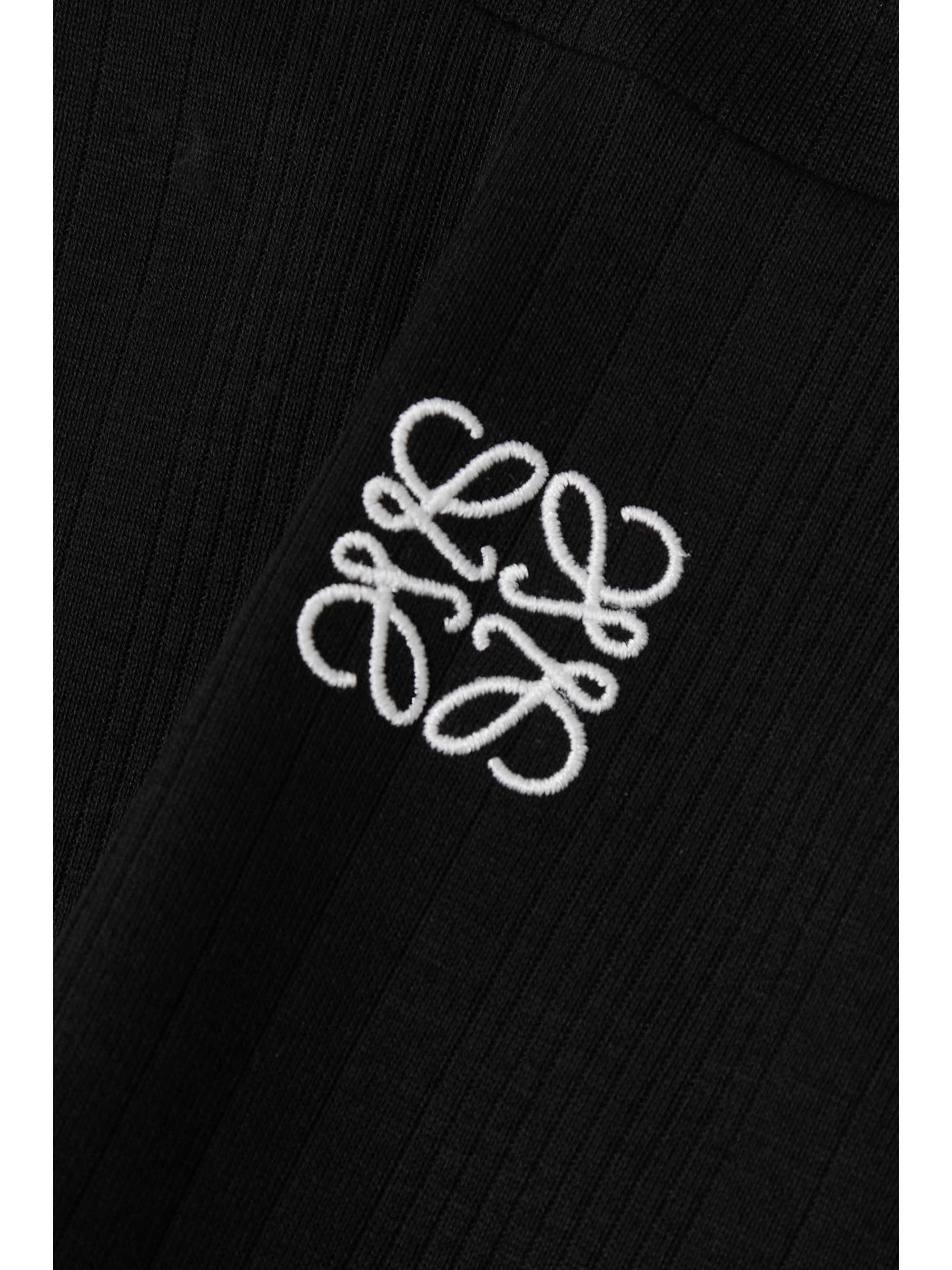 LOEWE リブ編みコットン クロップド Tシャツ 刺繍入り
