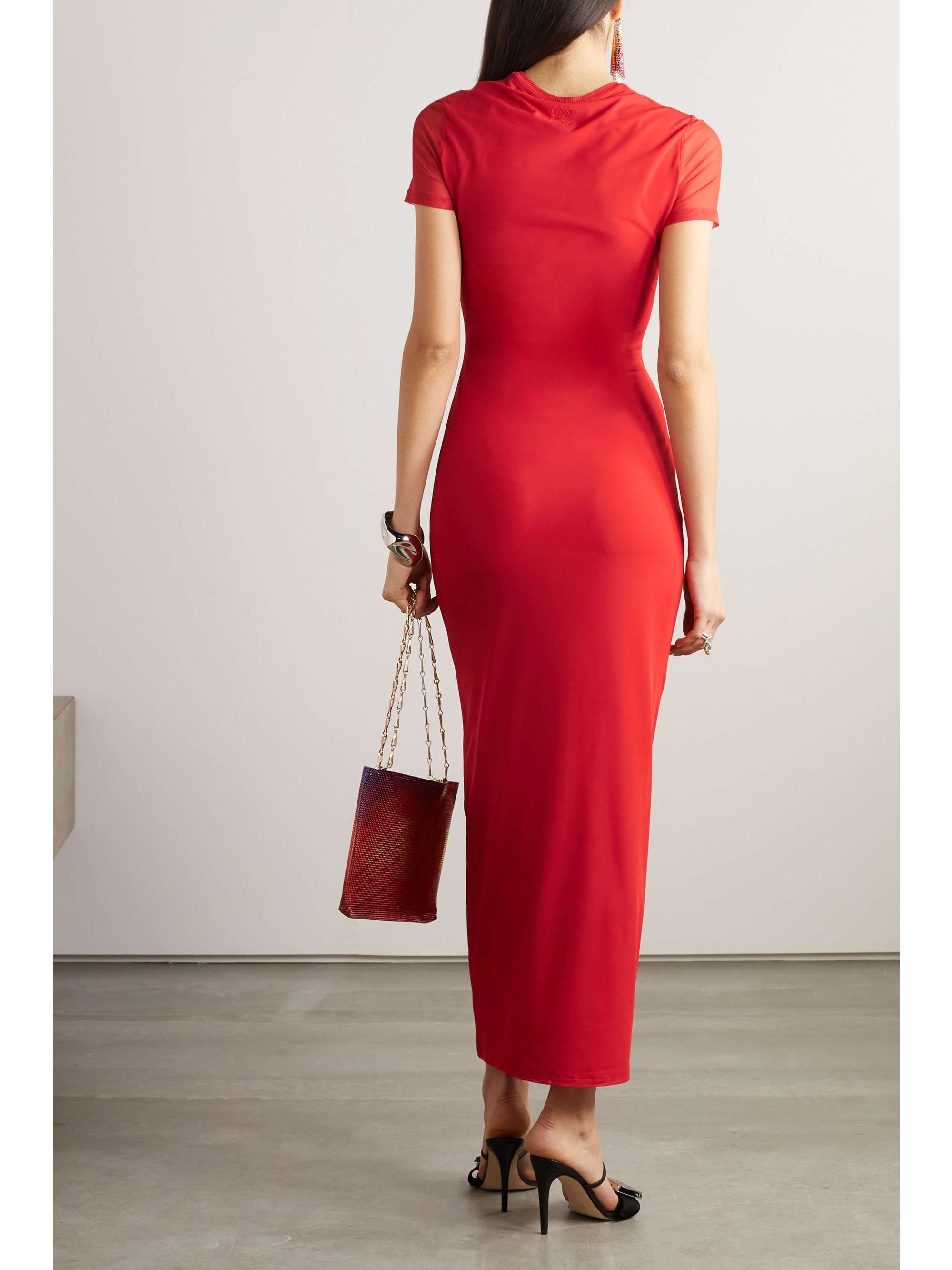 LOEWE Anthurium floral-print stretch-mesh maxi dress
