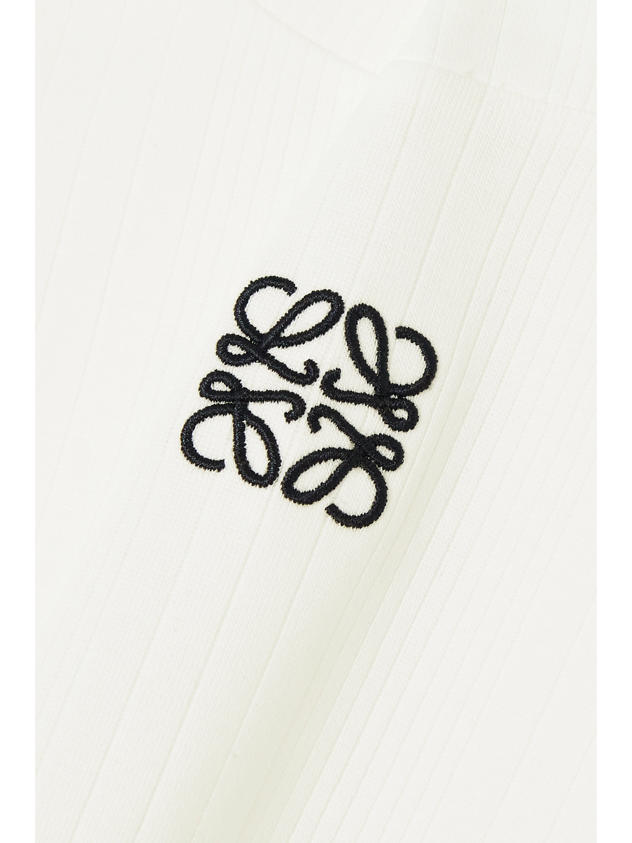 LOEWE ANAGRAM CROPPED EMBROIDERED RIBBED COTTON T-SHIRT