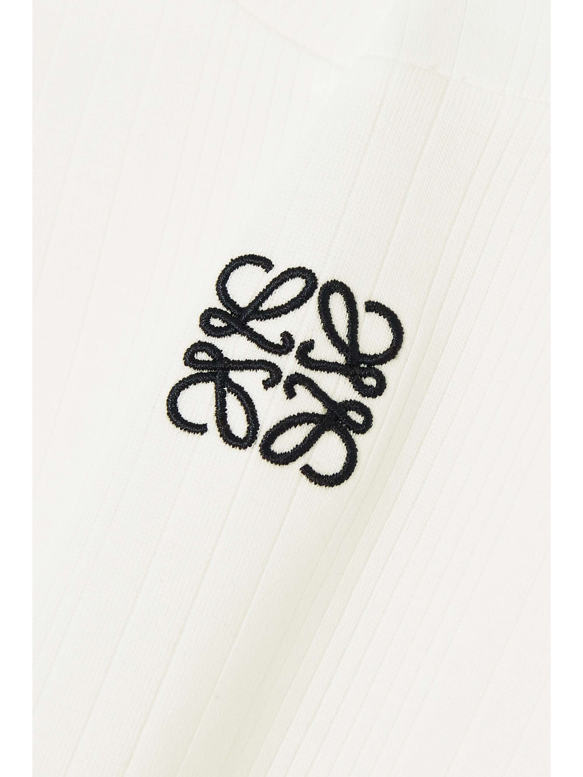 LOEWE リブ編みコットン クロップド Tシャツ 刺繍入り