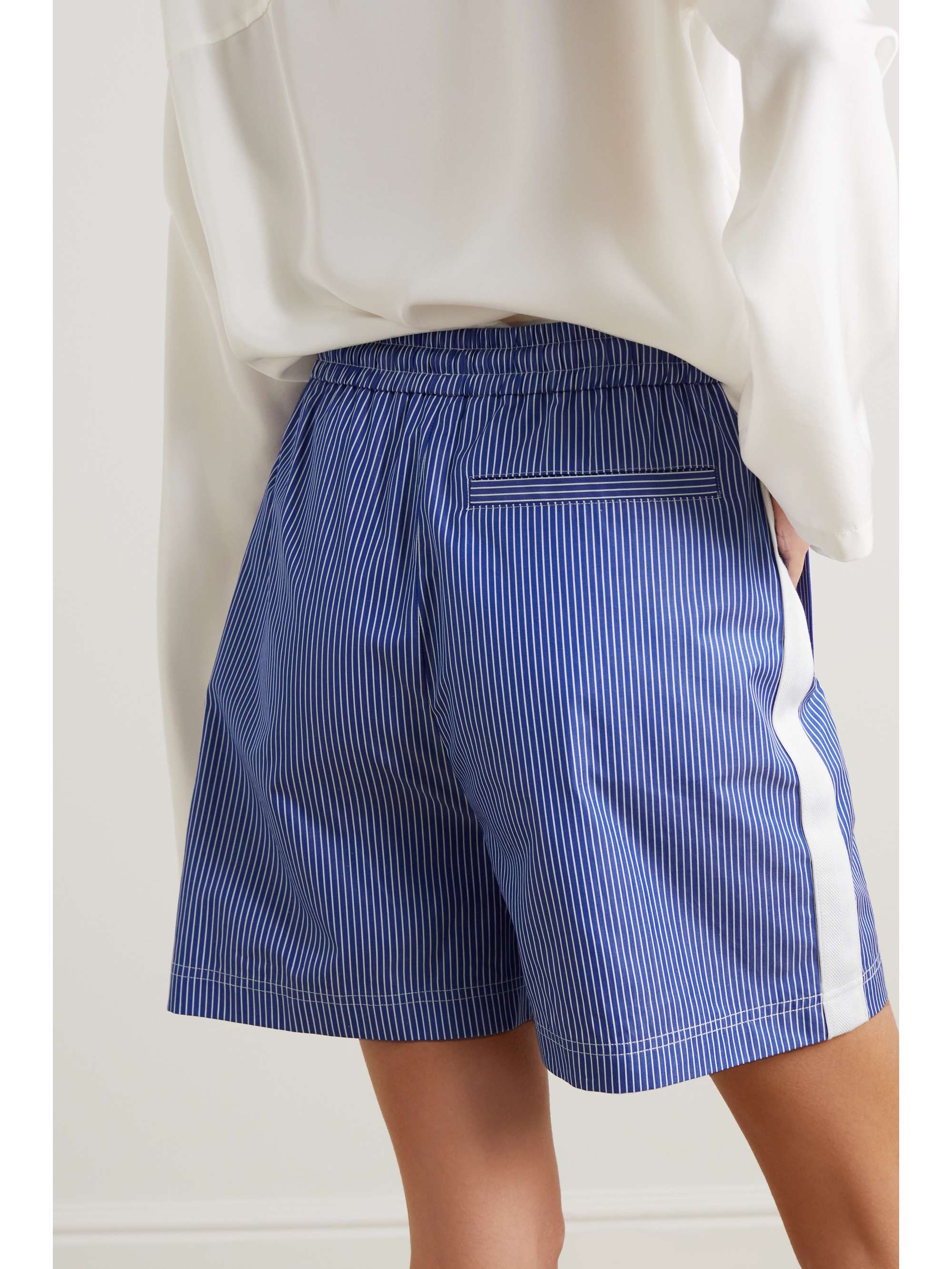 LOEWE Embroidered striped cotton shorts