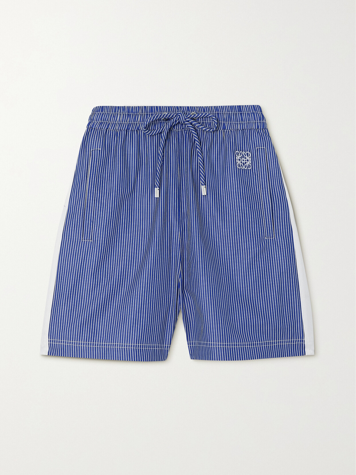 LOEWE EMBROIDERED STRIPED COTTON SHORTS