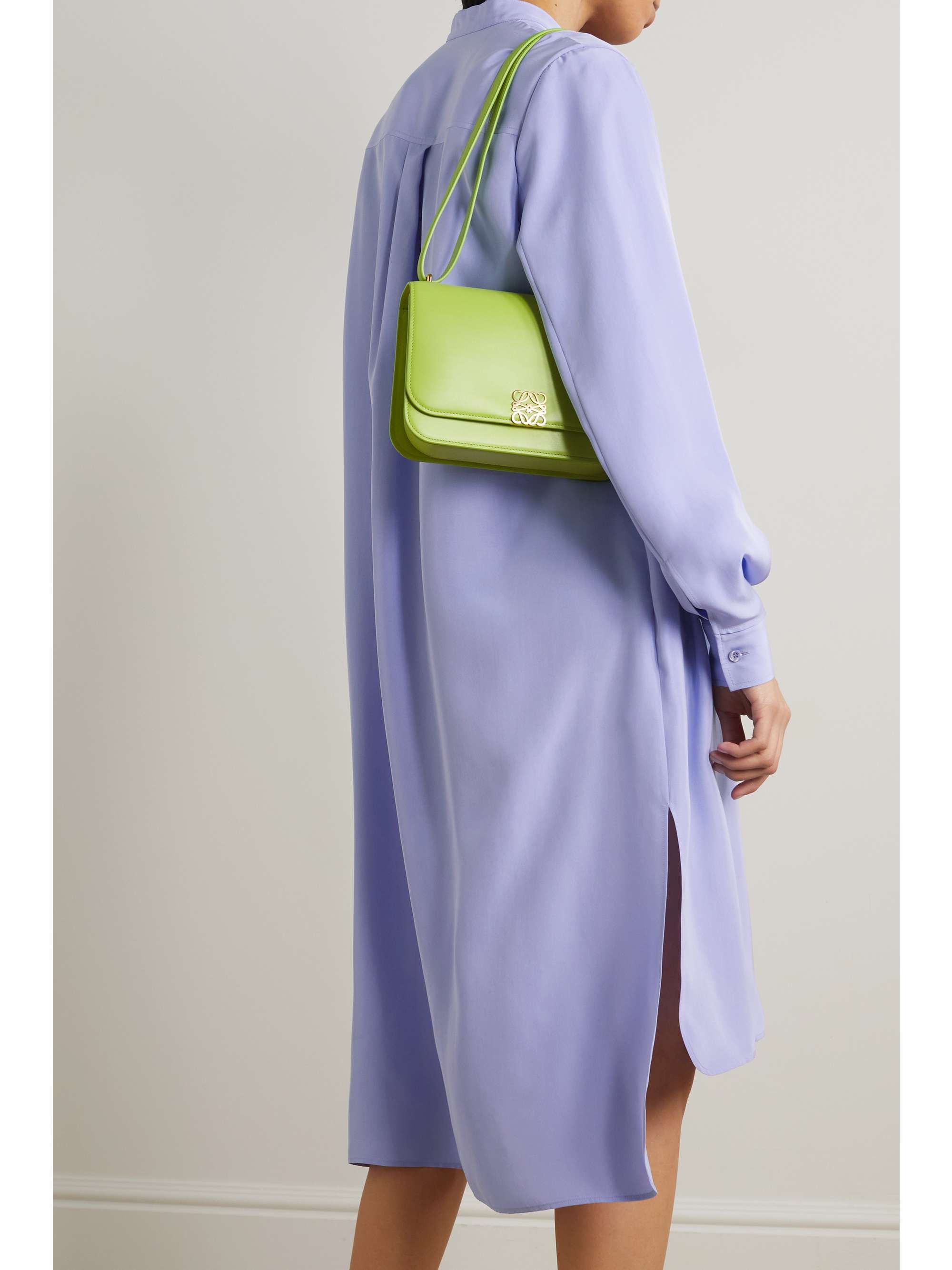 LOEWE Anagram embroidered silk shirt dress