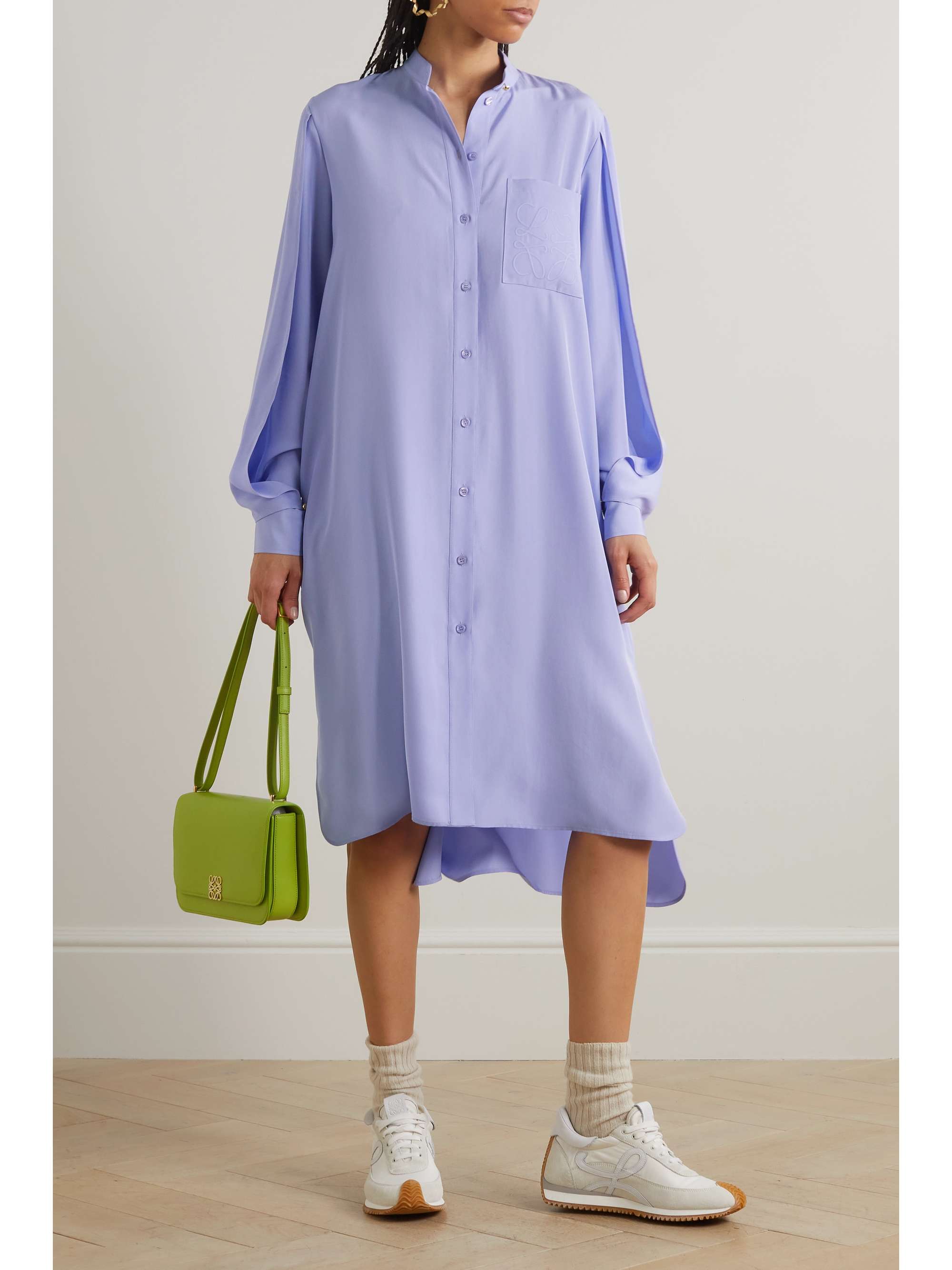 LOEWE Anagram embroidered silk shirt dress