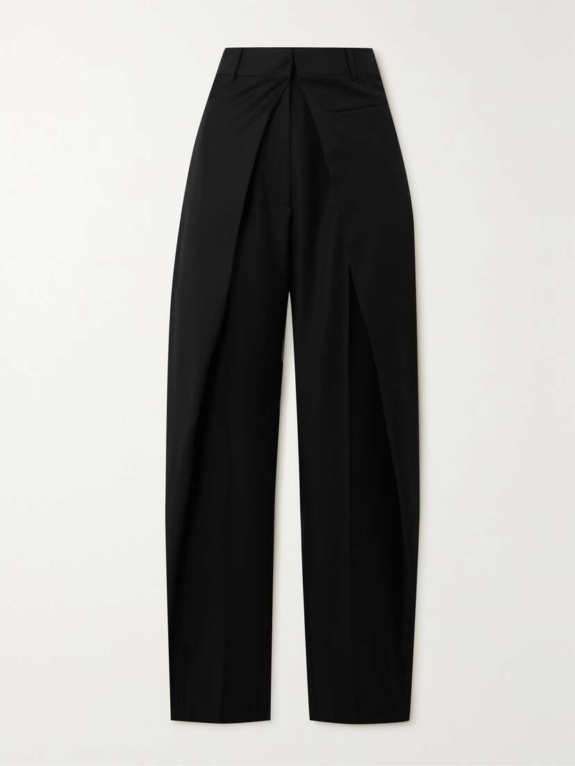 Loewe Layered Pleated Wool-twill Straight-leg Pants