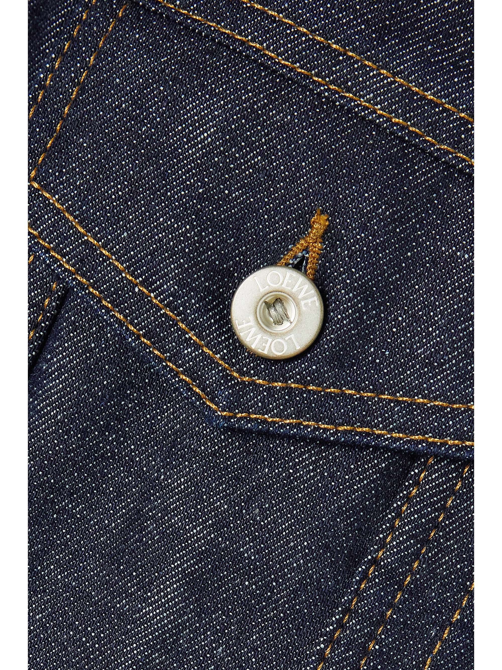 LOEWE Trapeze cropped leather-trimmed denim jacket