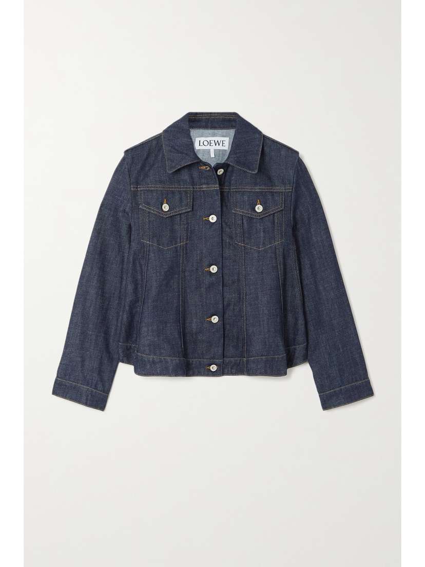 Loewe Trapeze Cropped Leather-trimmed Denim Jacket