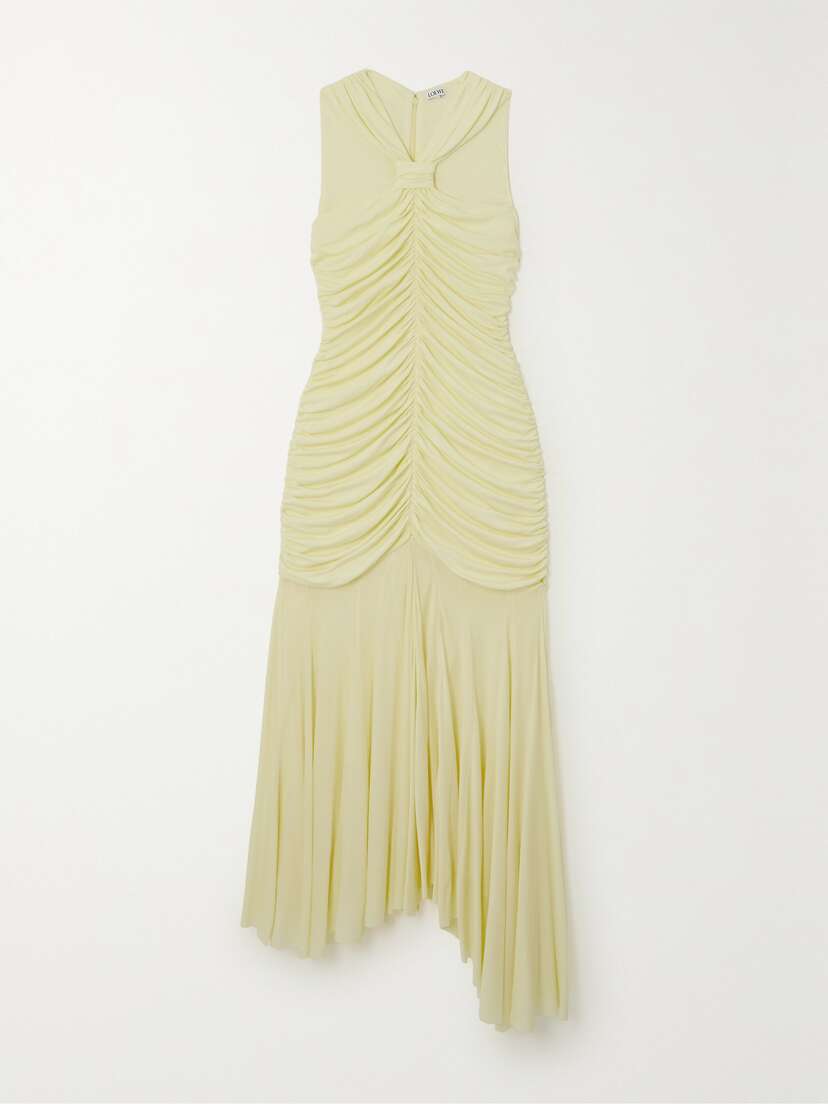 Loewe — Asymmetric gathered crepe midi dress