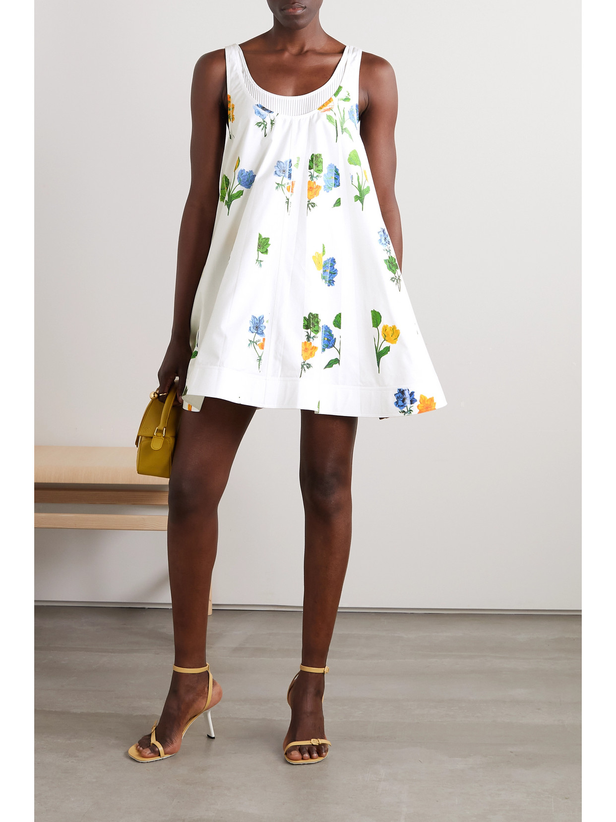 Loewe Floral Print Baby Doll Mini Dress In Whitemult ModeSens