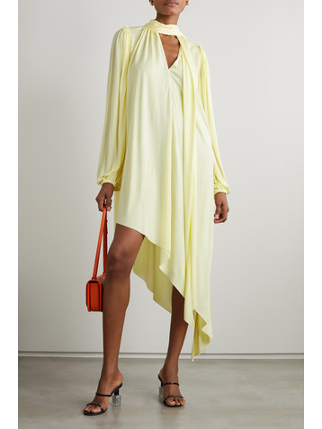 Loewe Tie-neck asymmetric crepe de chine mini dress