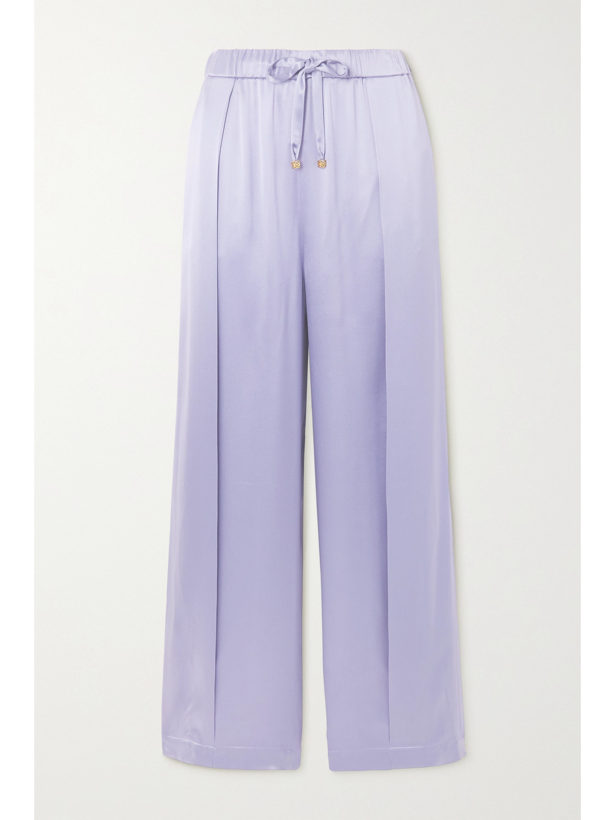 Loewe - Anagram Pleated Embroidered Silk-satin Pants - Purple