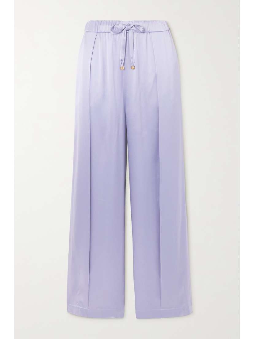Loewe — Anagram pleated embroidered silk-satin pants
