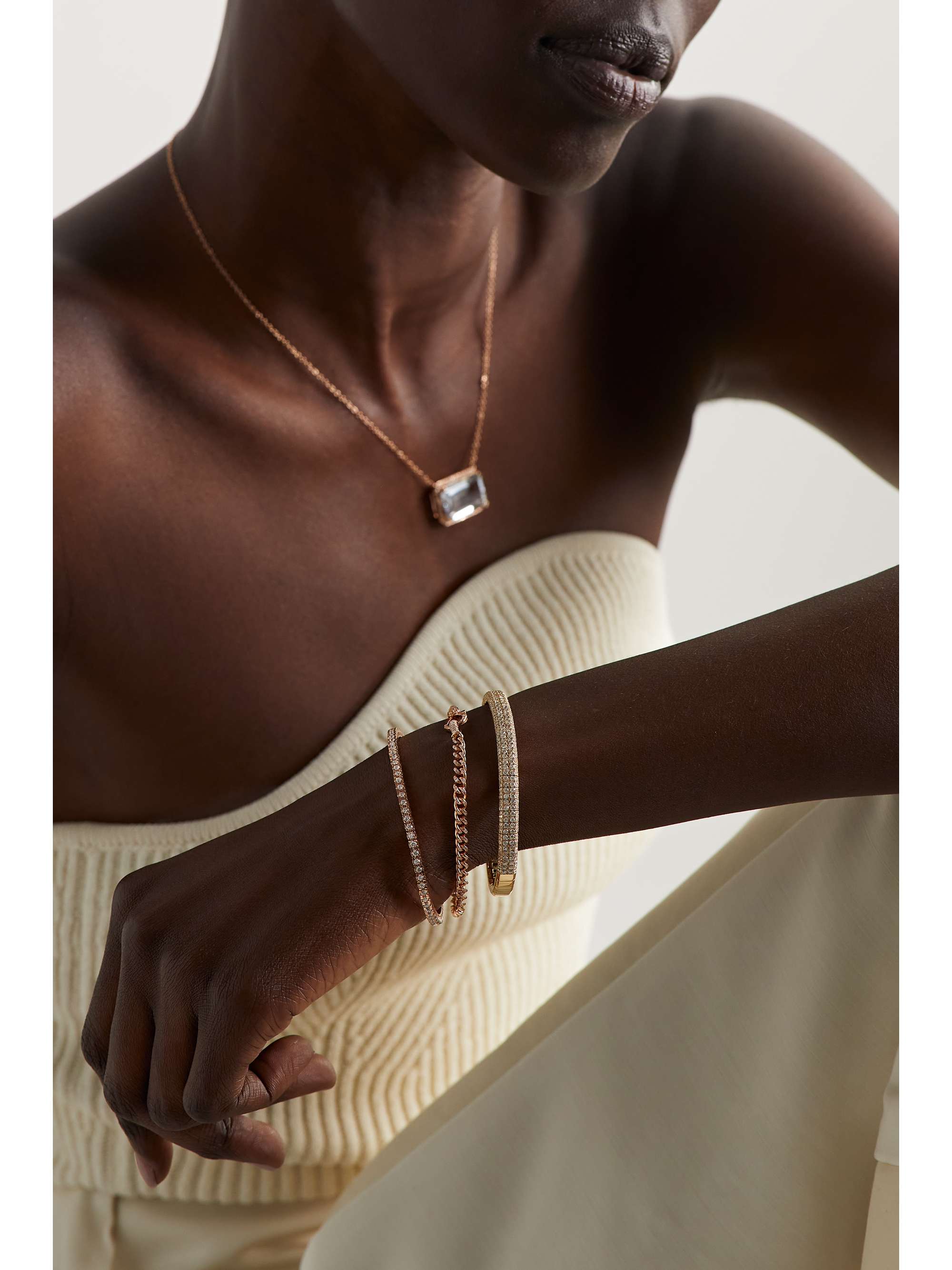 SHAY Baby 18-karat rose gold diamond bracelet