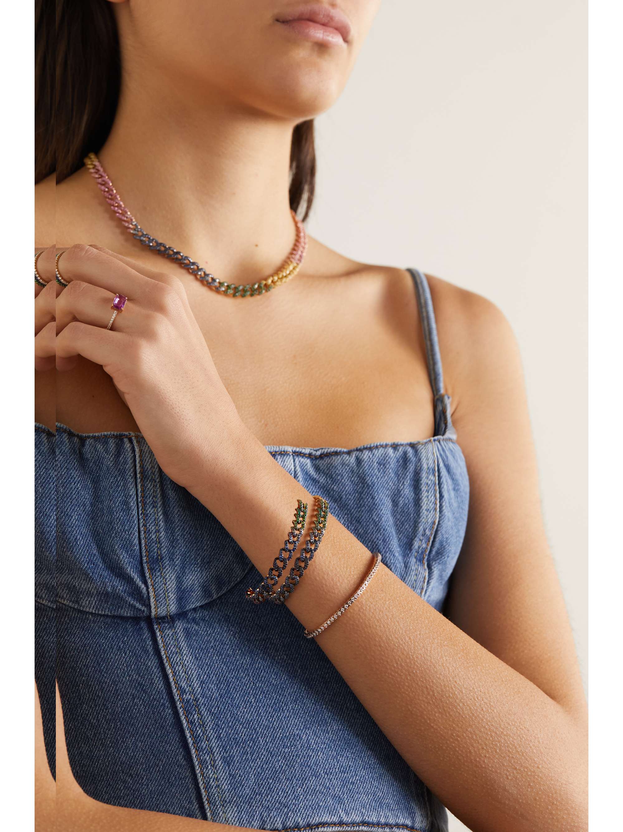 SHAY Bracelet en or 18 carats (750/1000), saphirs et diamants Rainbow