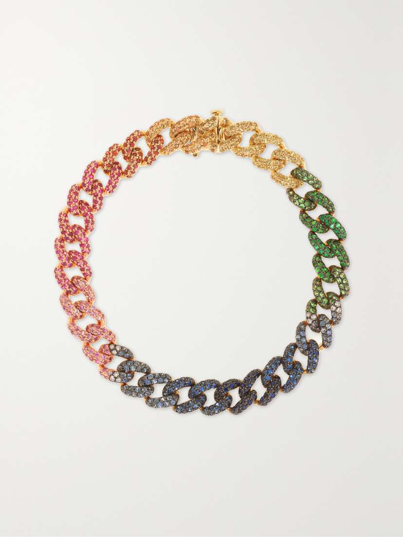 SHAY Rainbow 18-karat Gold, Sapphire And Diamond Bracelet
