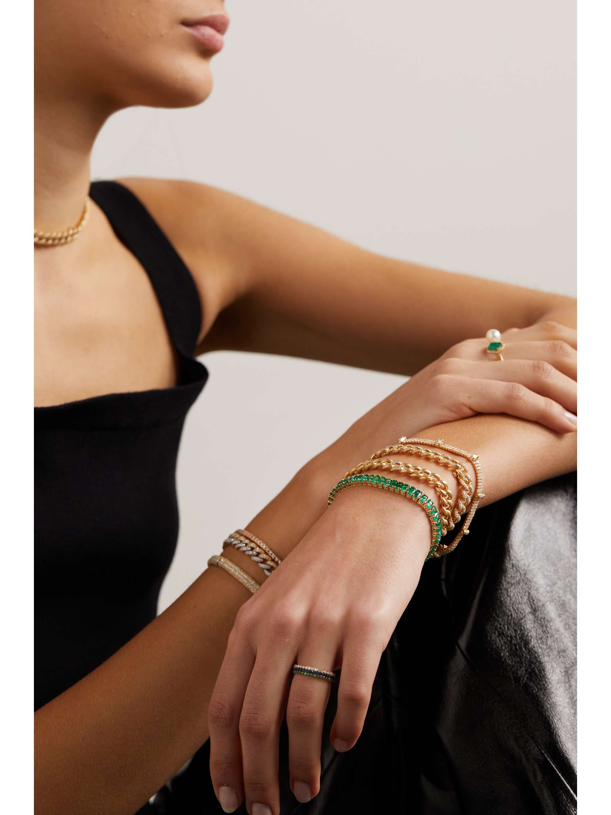 SHAY 18-karat gold emerald tennis bracelet