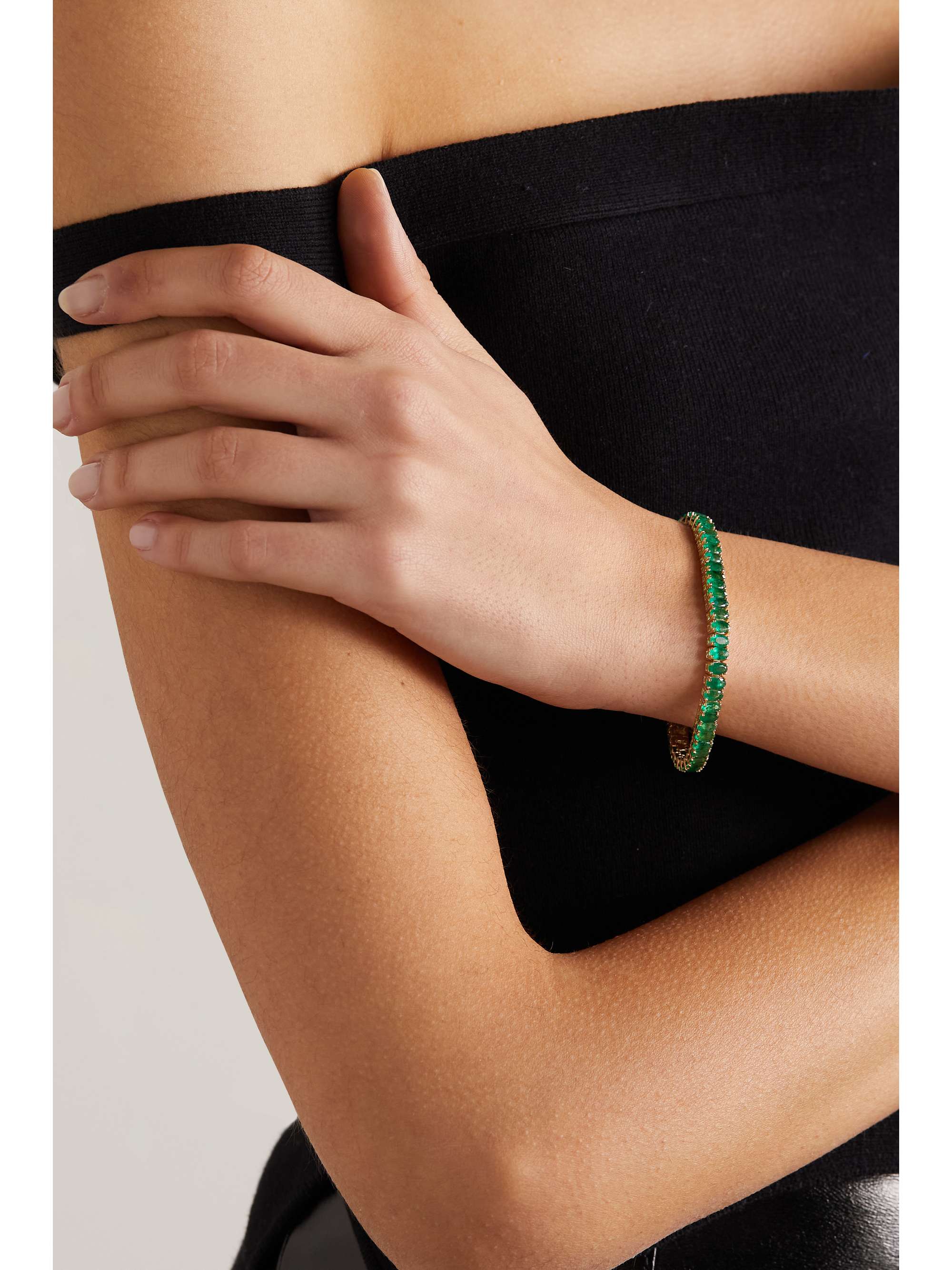 SHAY 18-karat gold emerald tennis bracelet