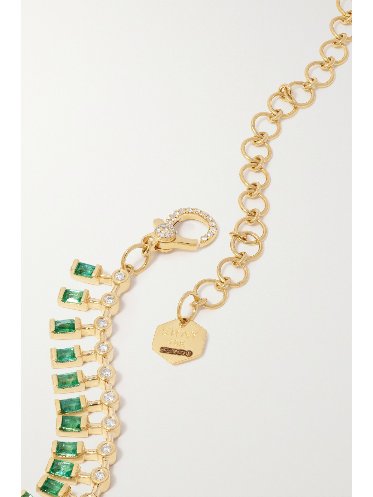 Shay Dot-dash 18-karat Gold, Emerald And Diamond Necklace In Gold